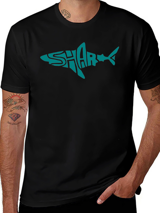 Shark Text Graphic Black T-Shirt
