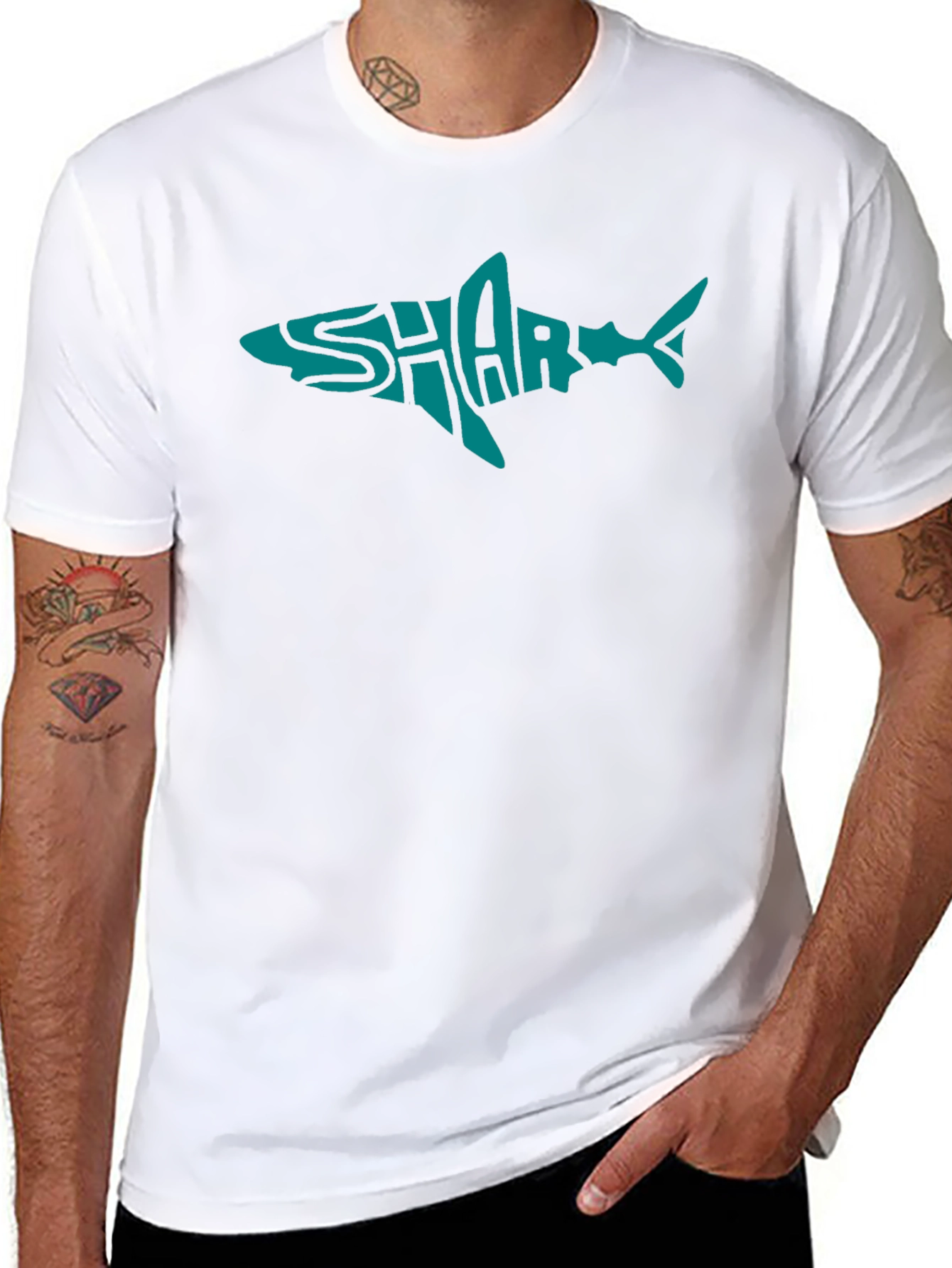 Shark Text Graphic Black T-Shirt