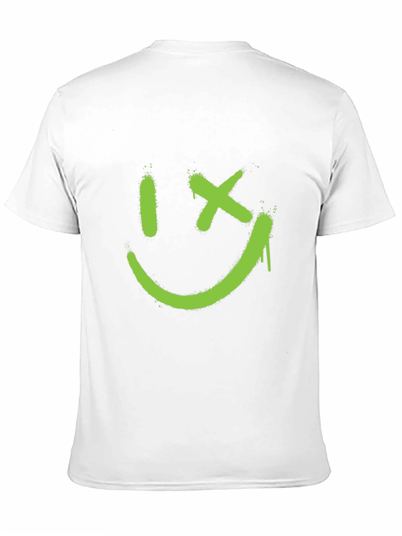 Mens Black T-Shirt with Green Graphic Smiley Face
