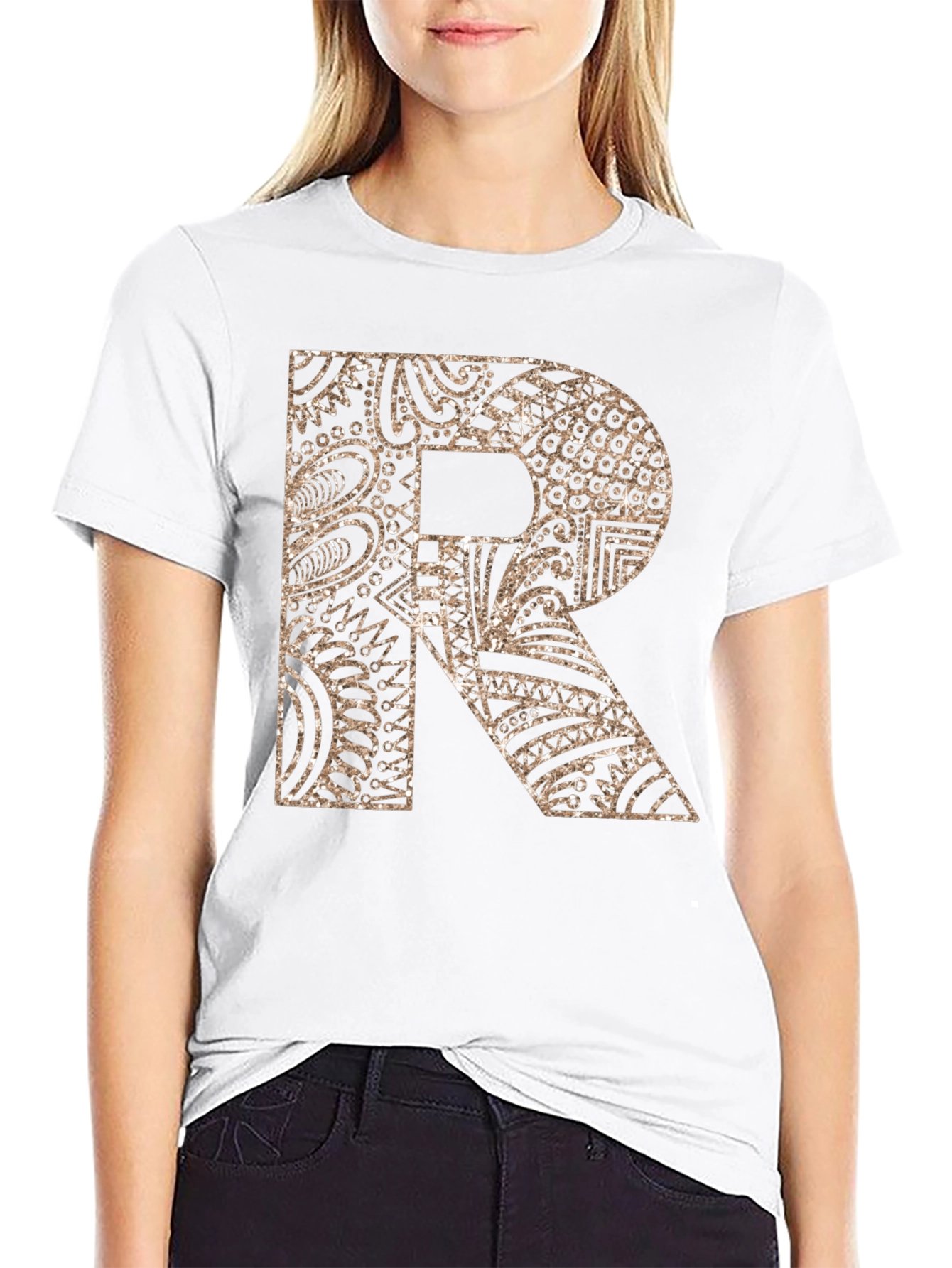 Letter R Patterned Graphic Tee