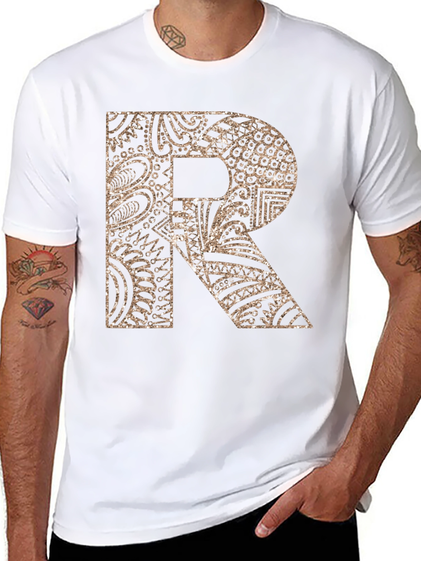 Letter R Patterned Graphic Tee