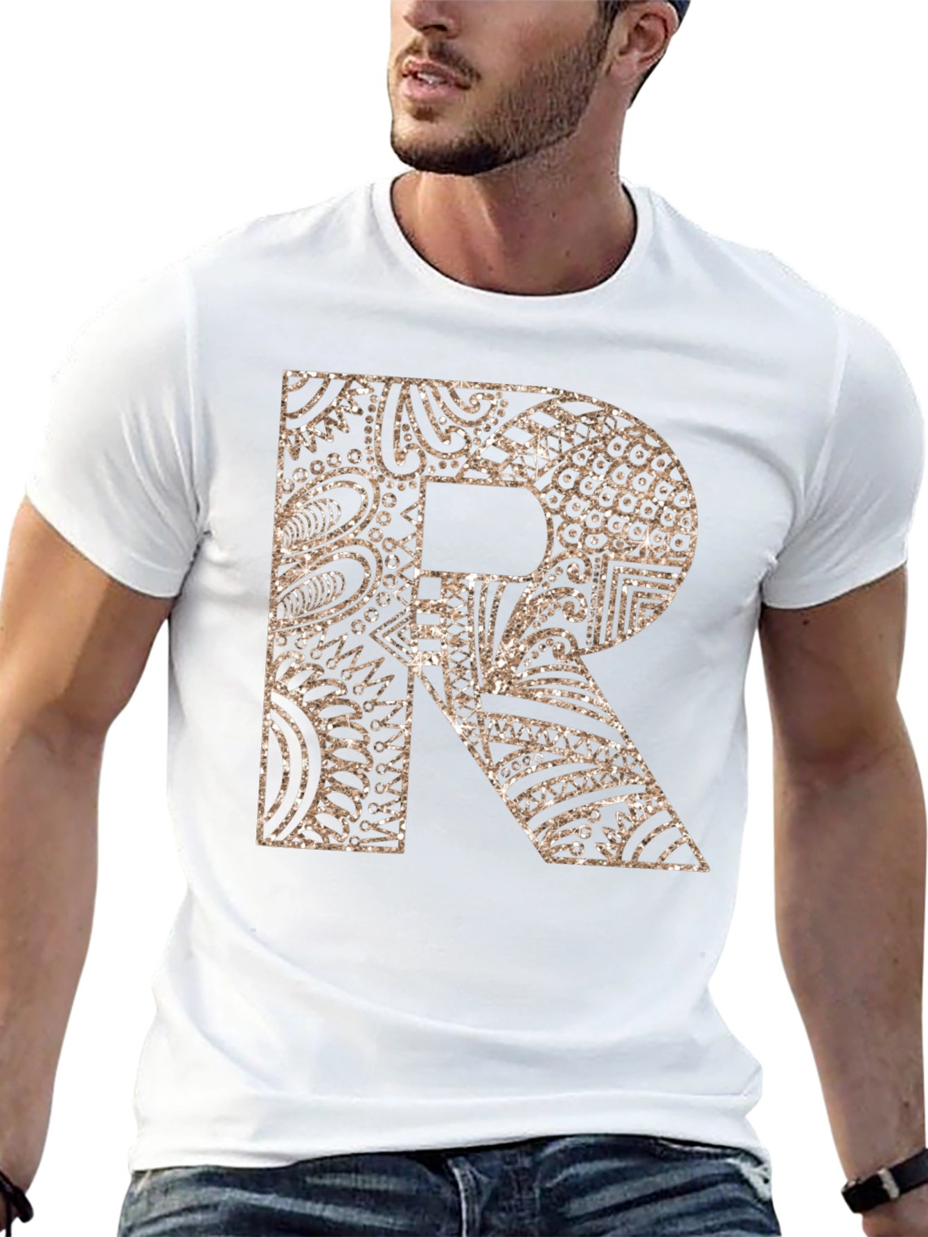 Letter R Patterned Graphic Tee