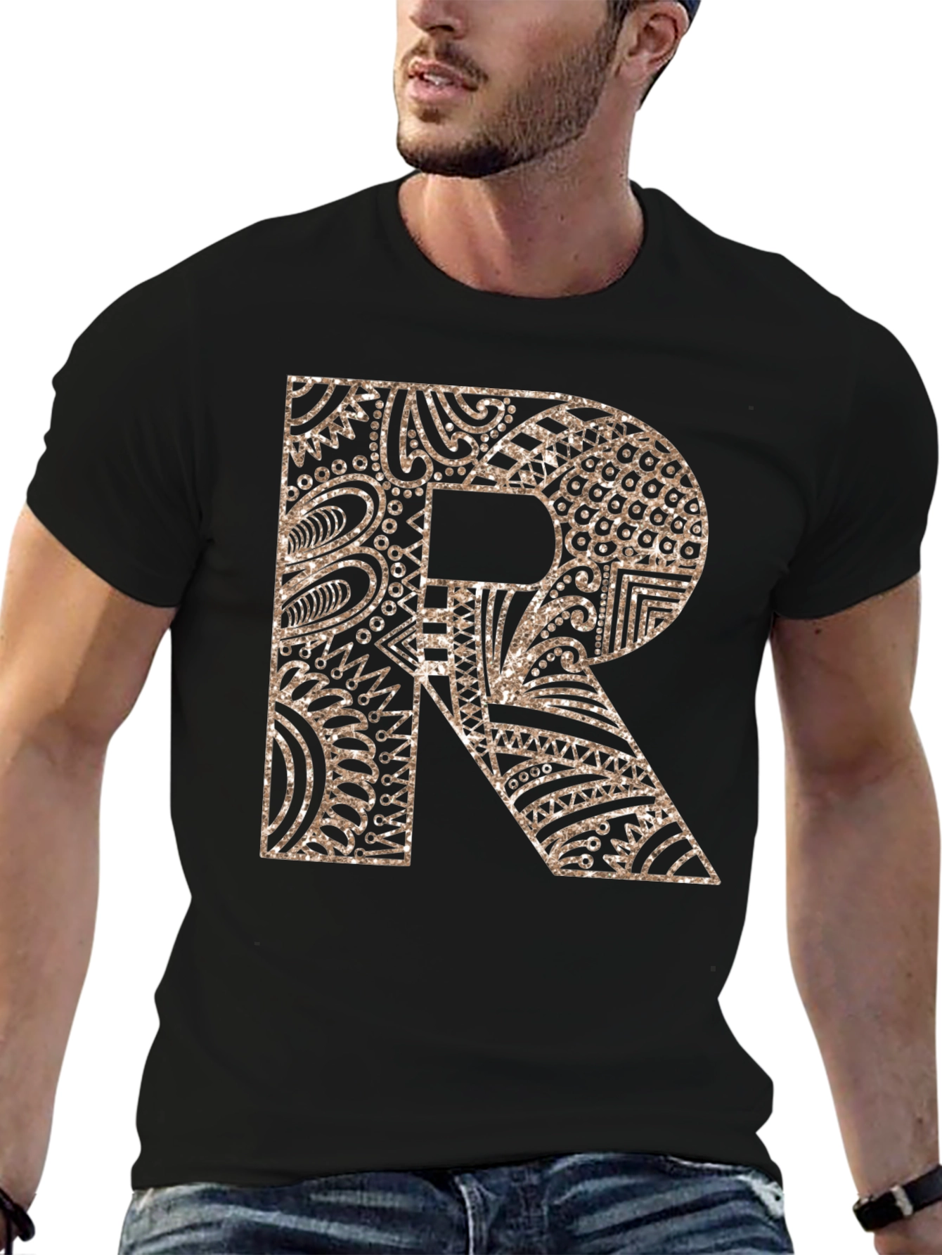 Letter R Patterned Graphic Tee