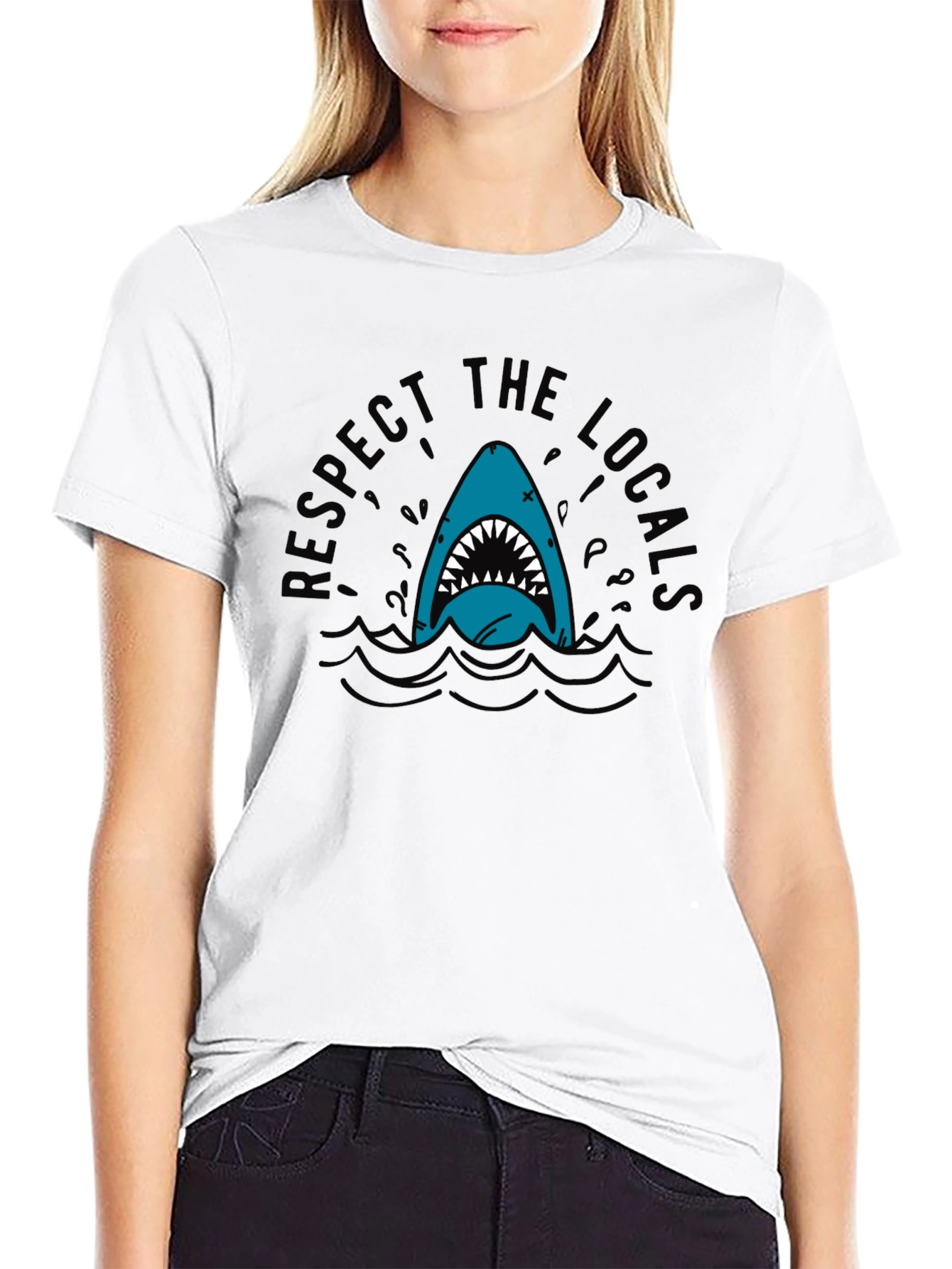 Respect the Locals Shark T-Shirt - Black