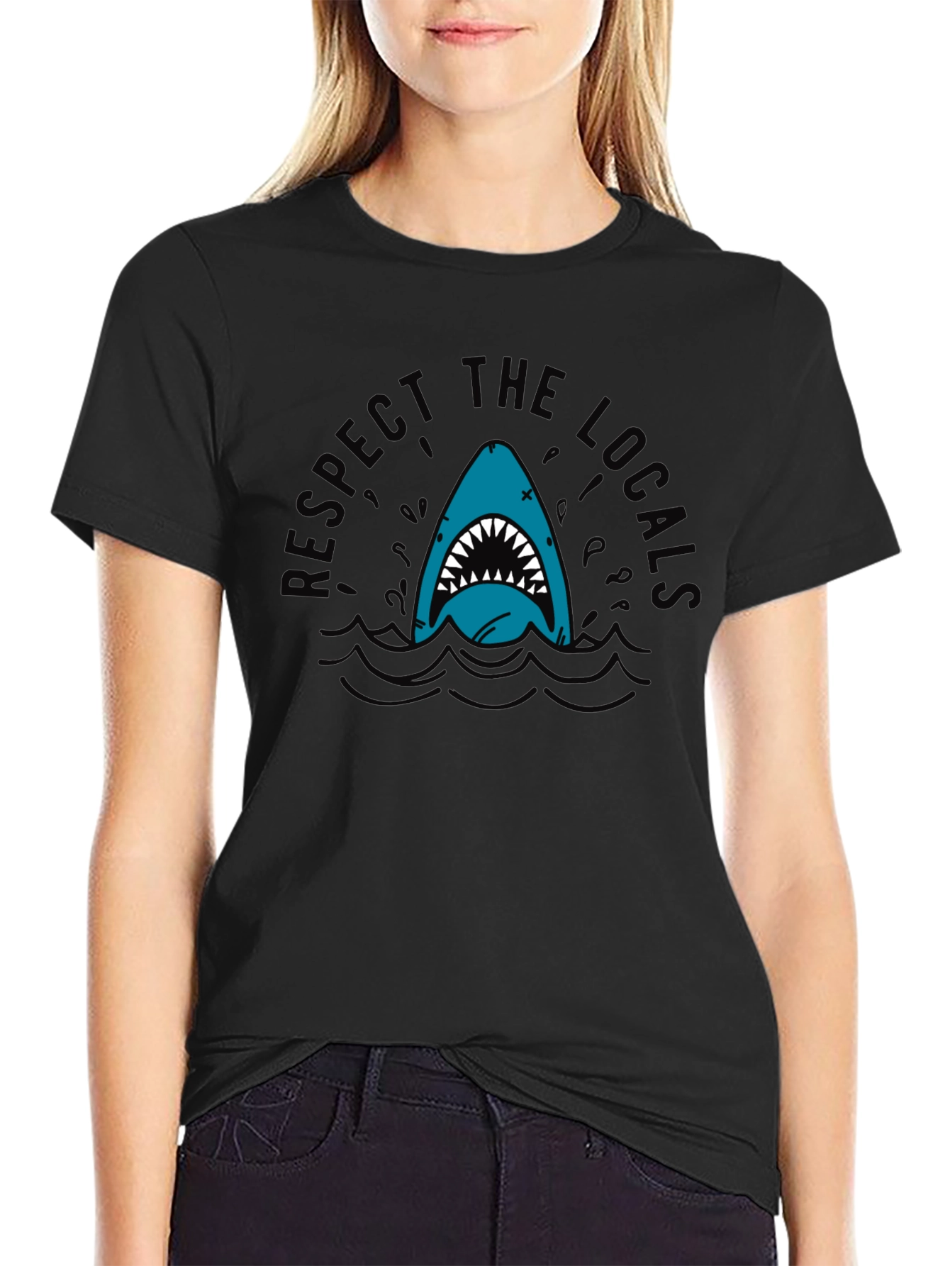 Respect the Locals Shark T-Shirt - Black