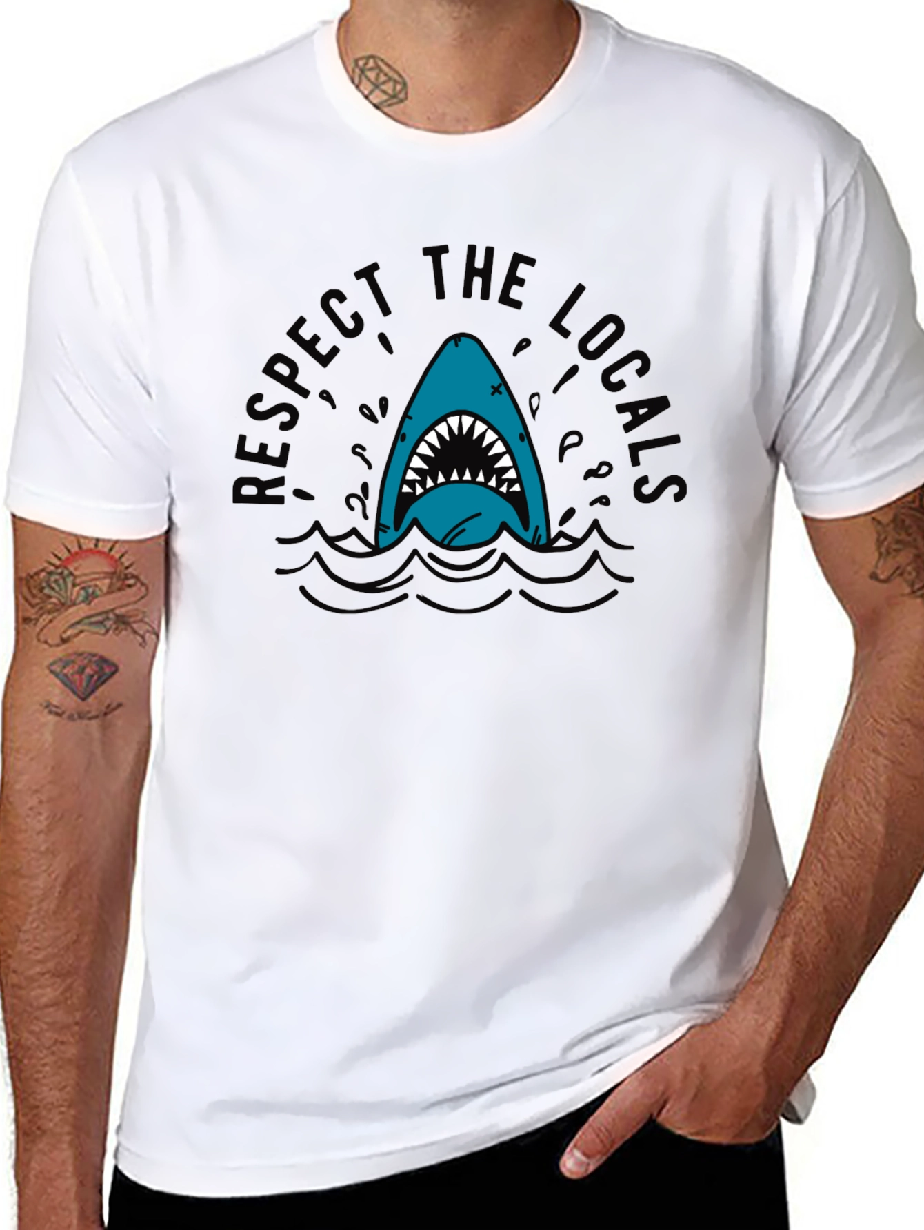 Respect the Locals Shark T-Shirt - Black