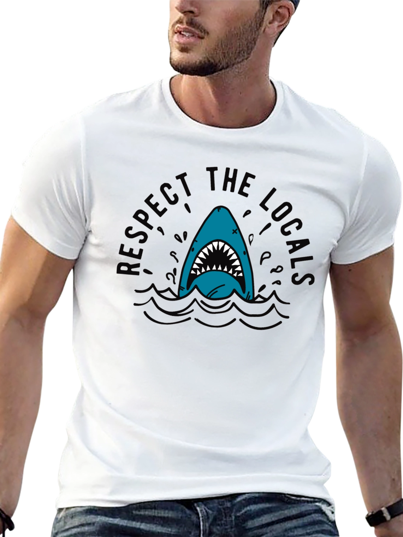 Respect the Locals Shark T-Shirt - Black