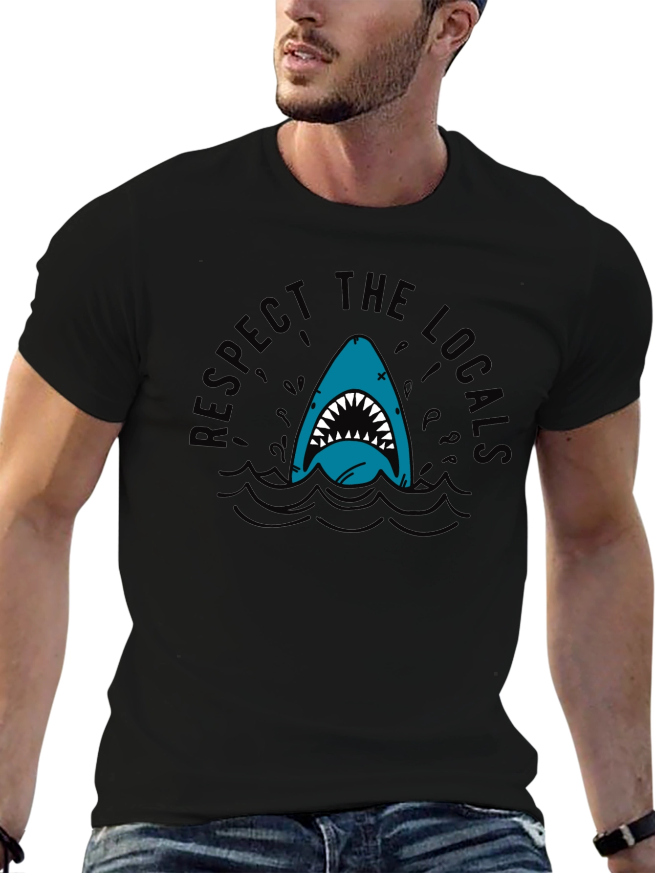 Respect the Locals Shark T-Shirt - Black