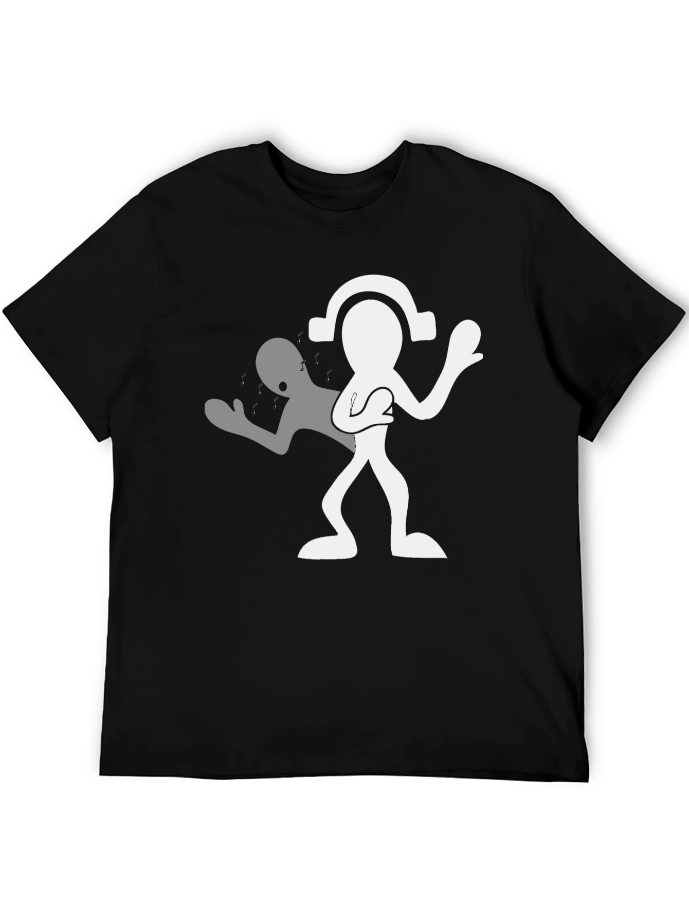 Man in Black Tee with Silhouetted Figure