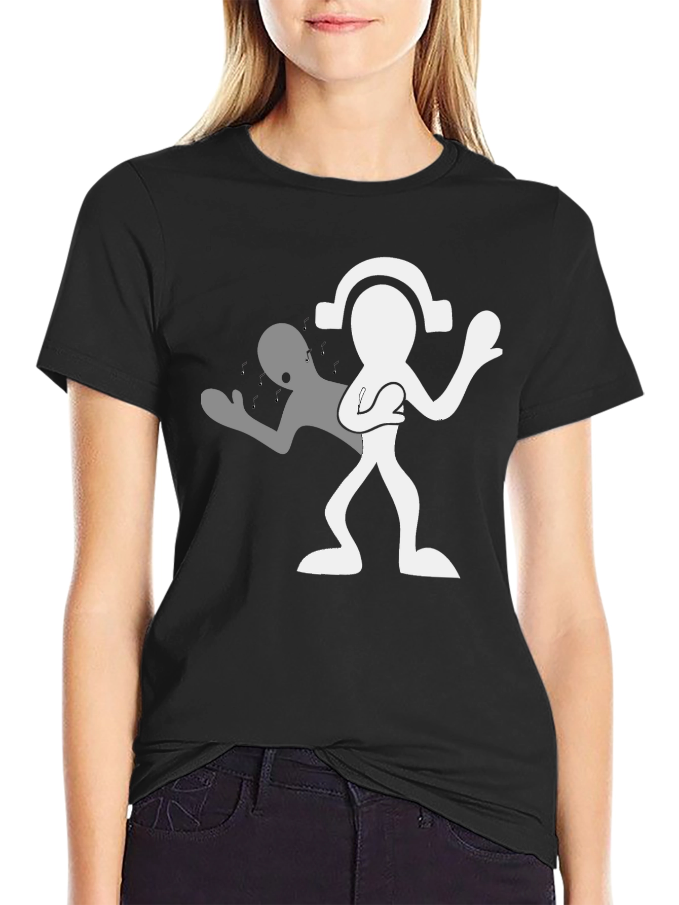 Man in Black Tee with Silhouetted Figure