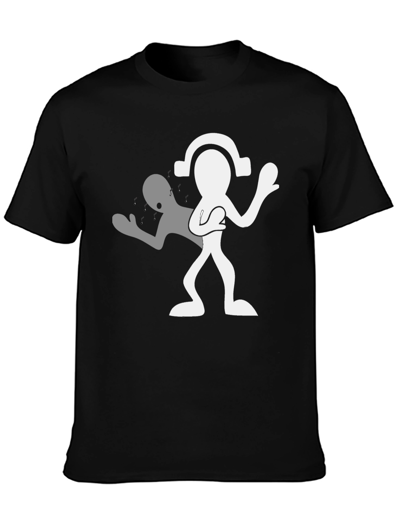 Man in Black Tee with Silhouetted Figure