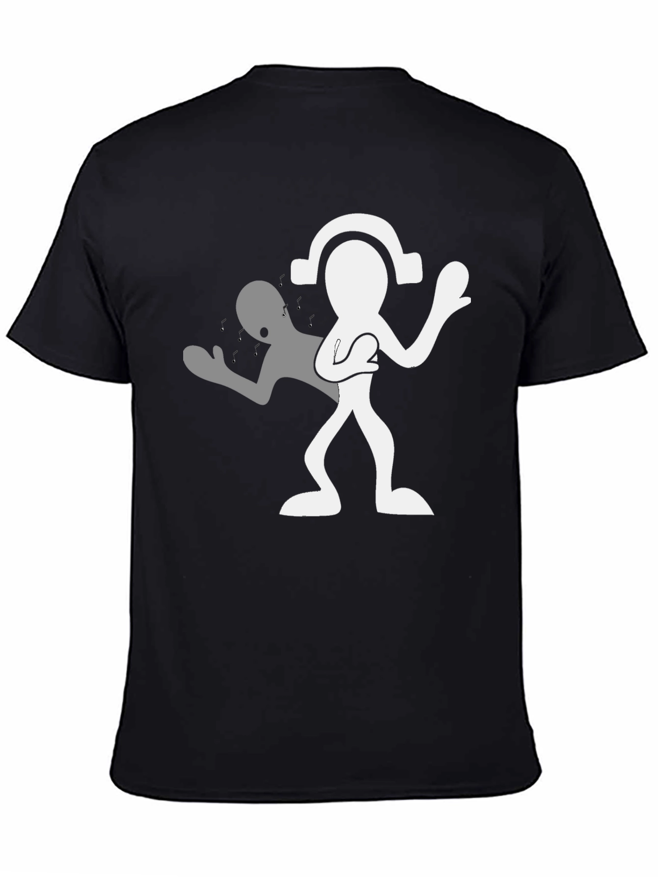 Man in Black Tee with Silhouetted Figure