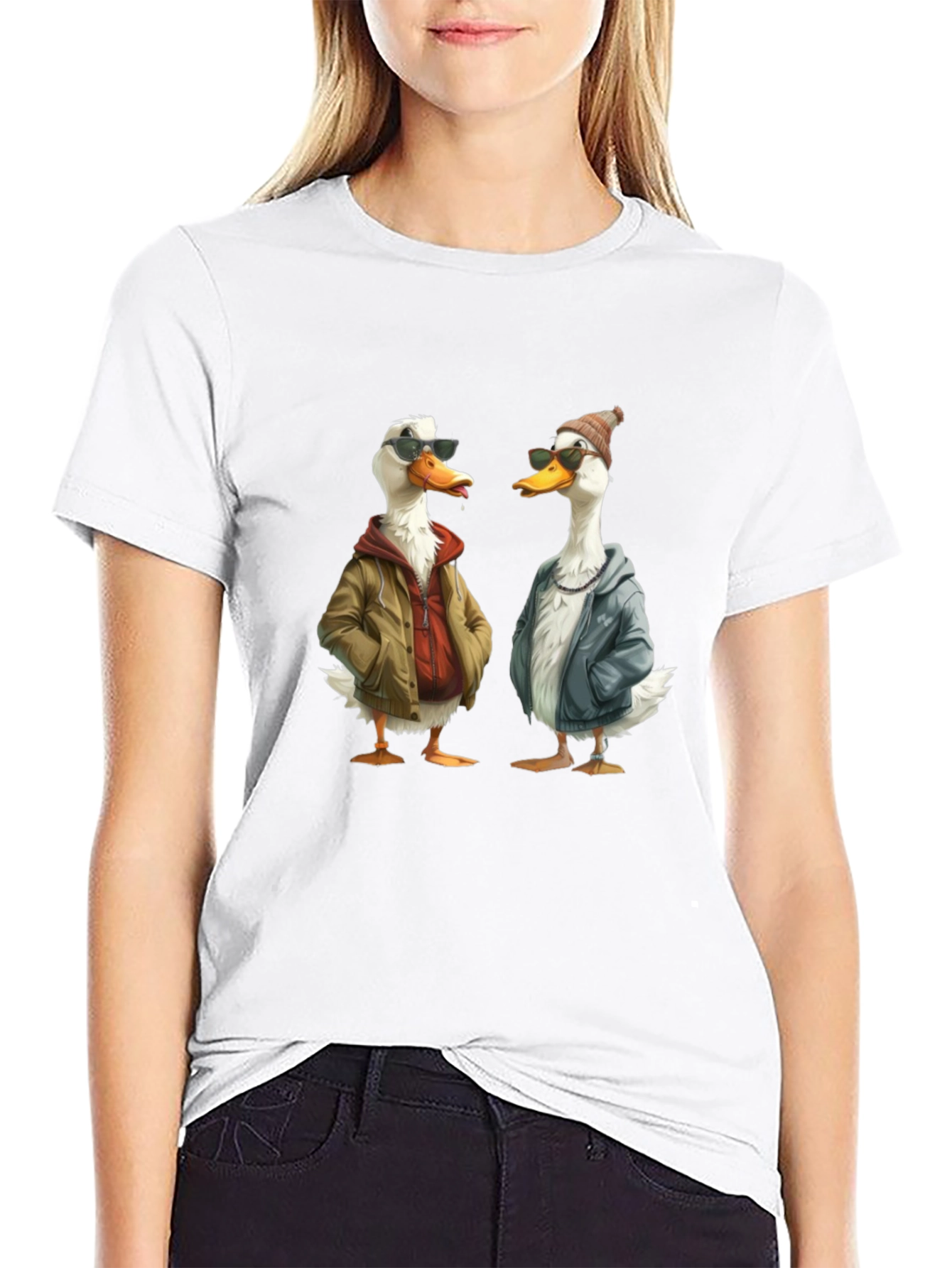 Cool Ducks Graphic T-Shirt - Black Crew Neck Tee