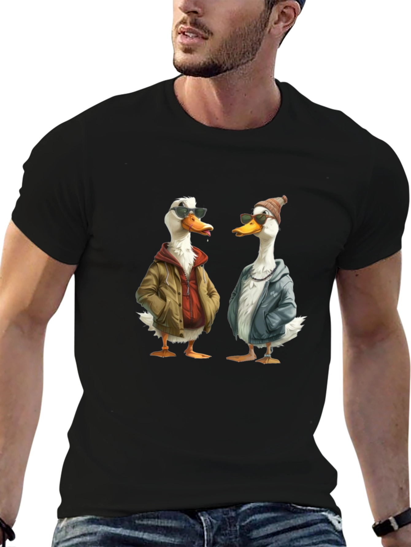 Cool Ducks Graphic T-Shirt - Black Crew Neck Tee