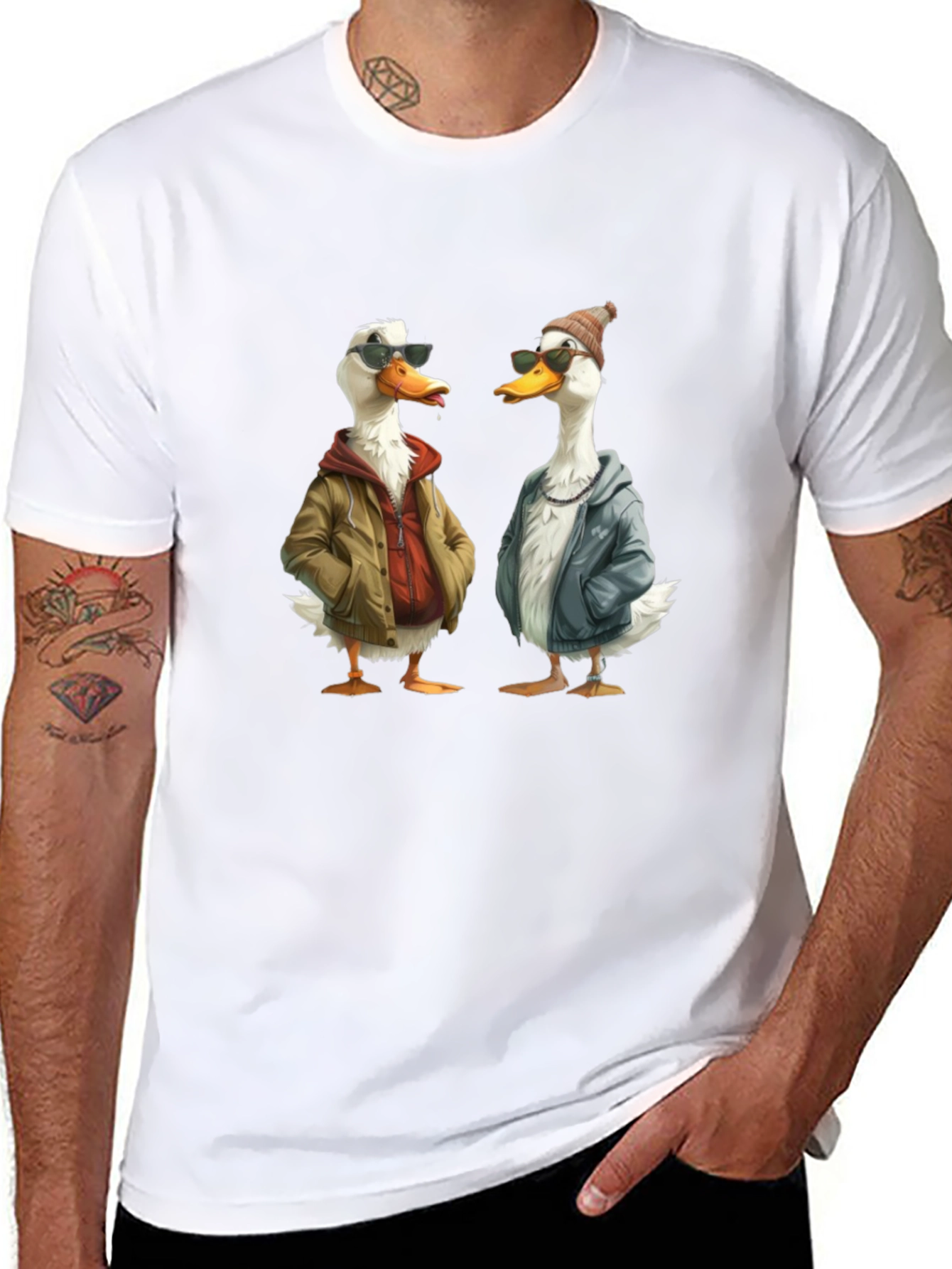 Cool Ducks Graphic T-Shirt - Black Crew Neck Tee