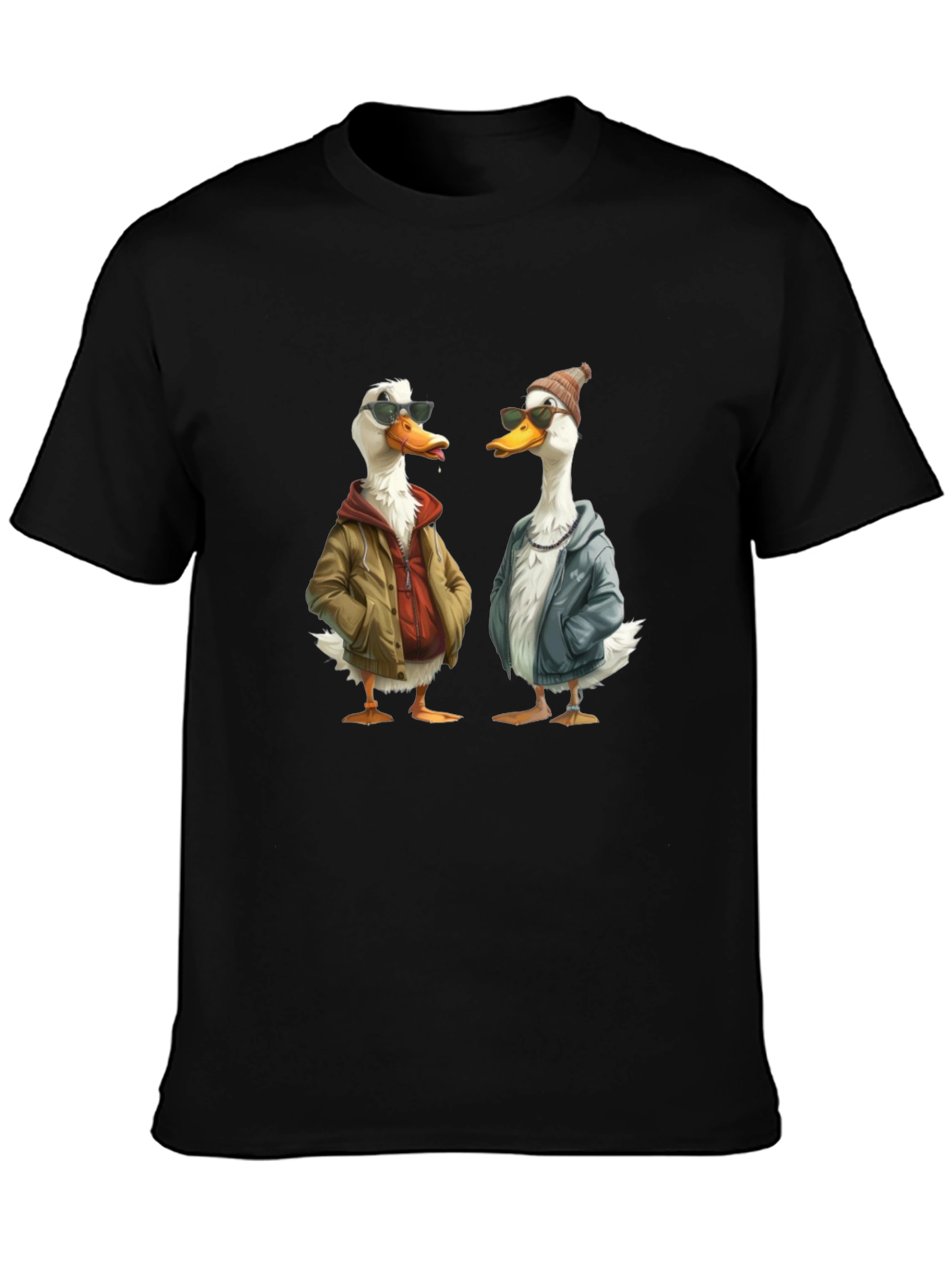 Cool Ducks Graphic T-Shirt - Black Crew Neck Tee