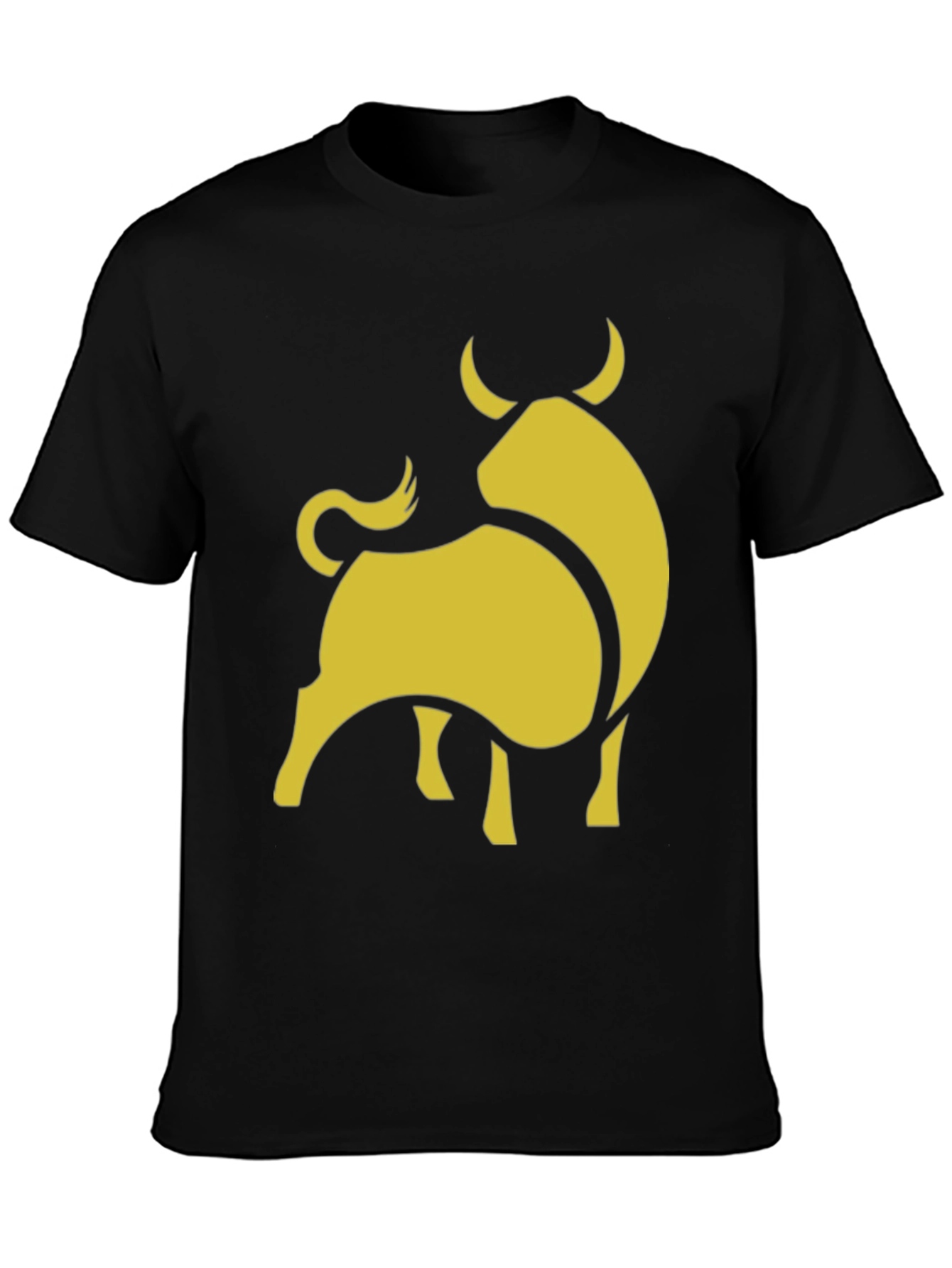 Stylish Black Tee with Gold Bull Graphic