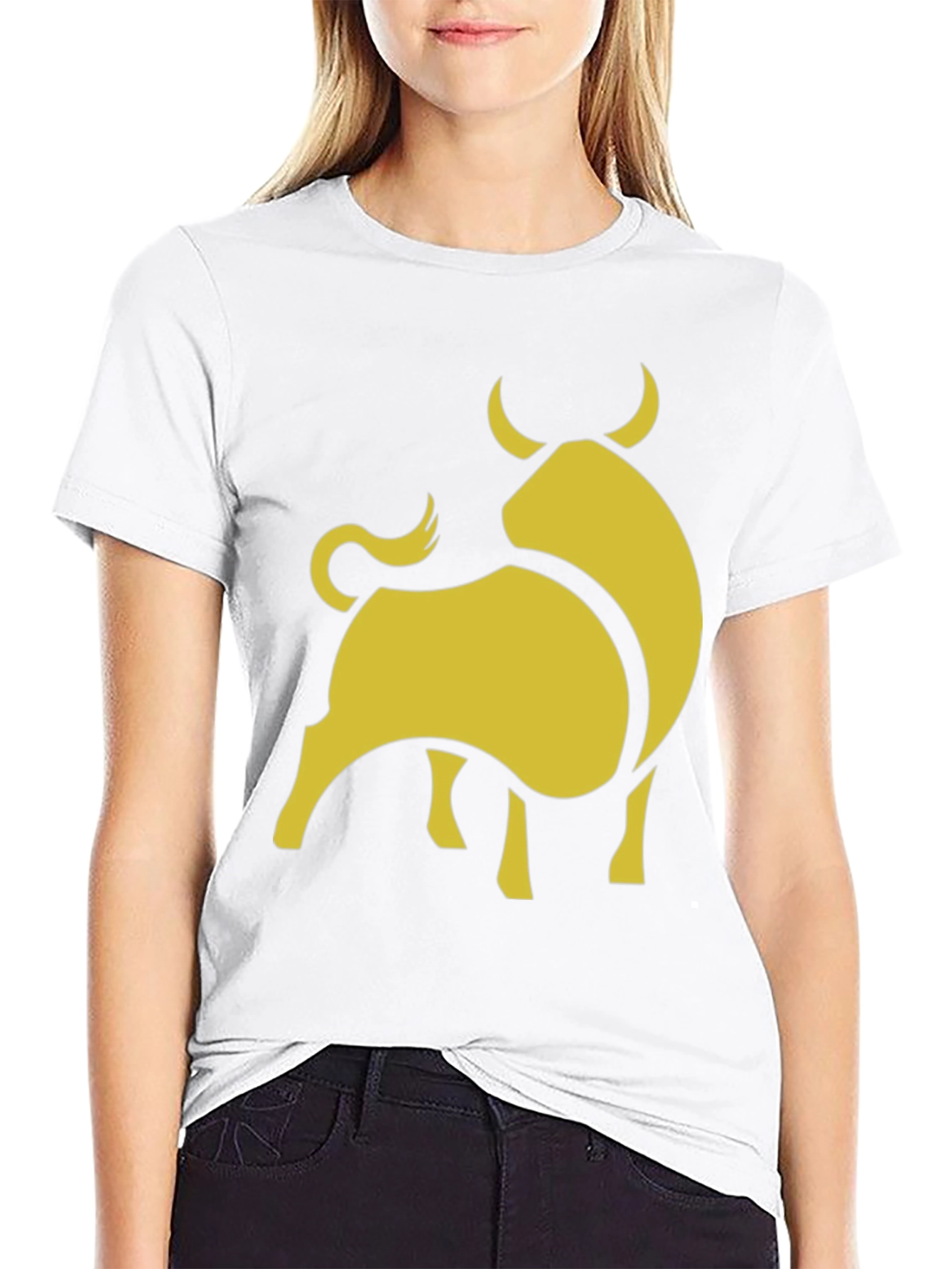 Stylish Black Tee with Gold Bull Graphic