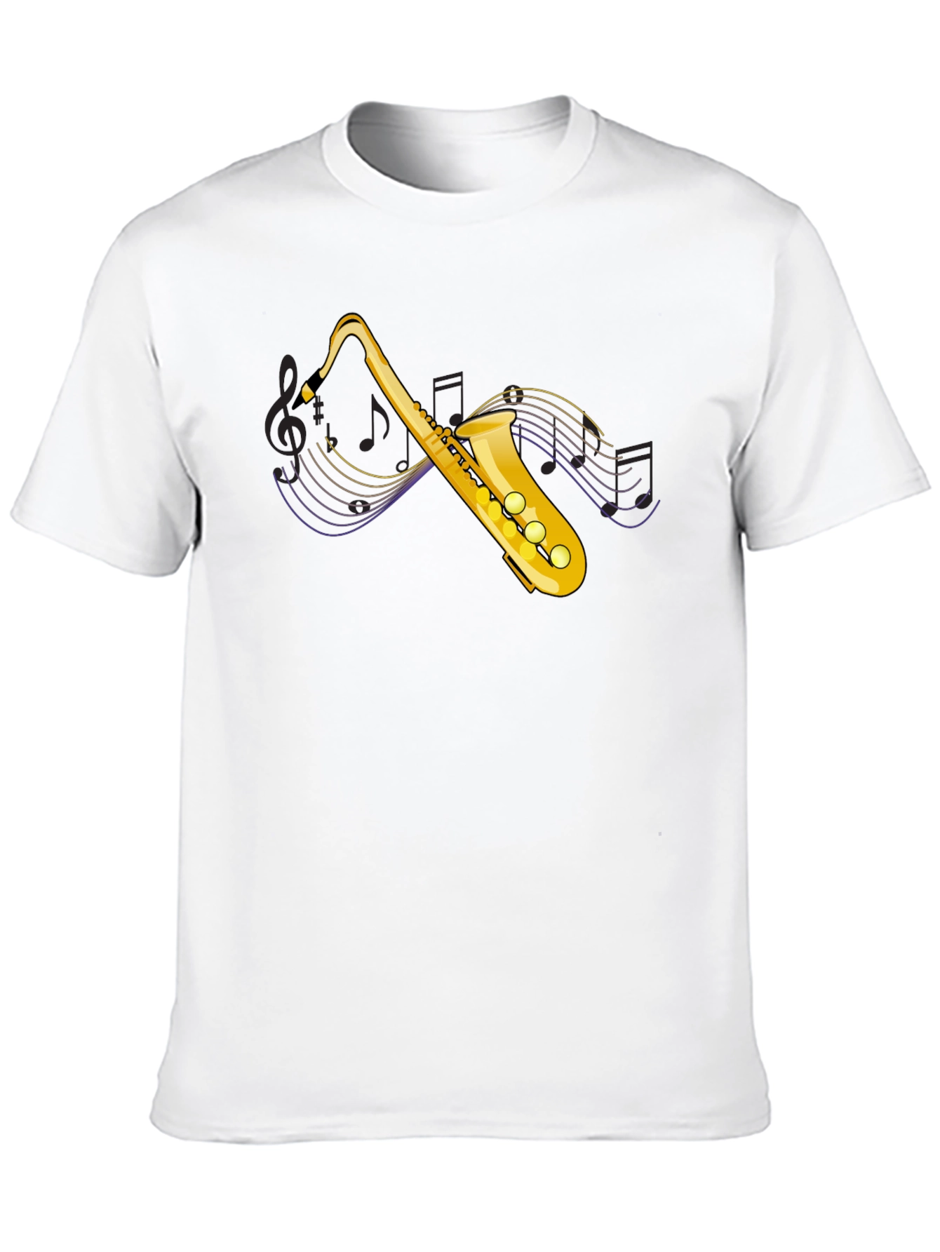 Saxophone Graphic Tee - Black Cotton T-Shirt