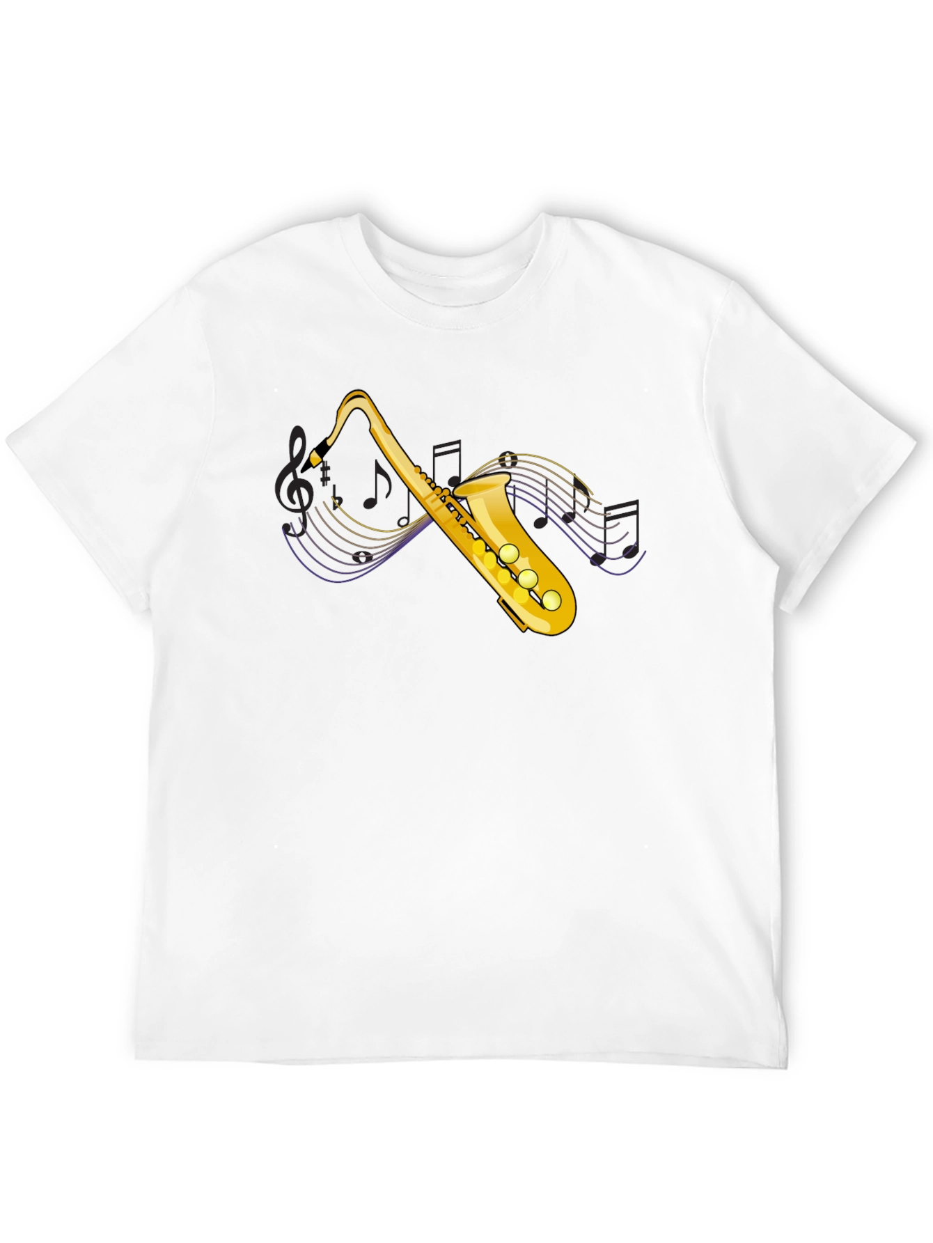 Saxophone Graphic Tee - Black Cotton T-Shirt