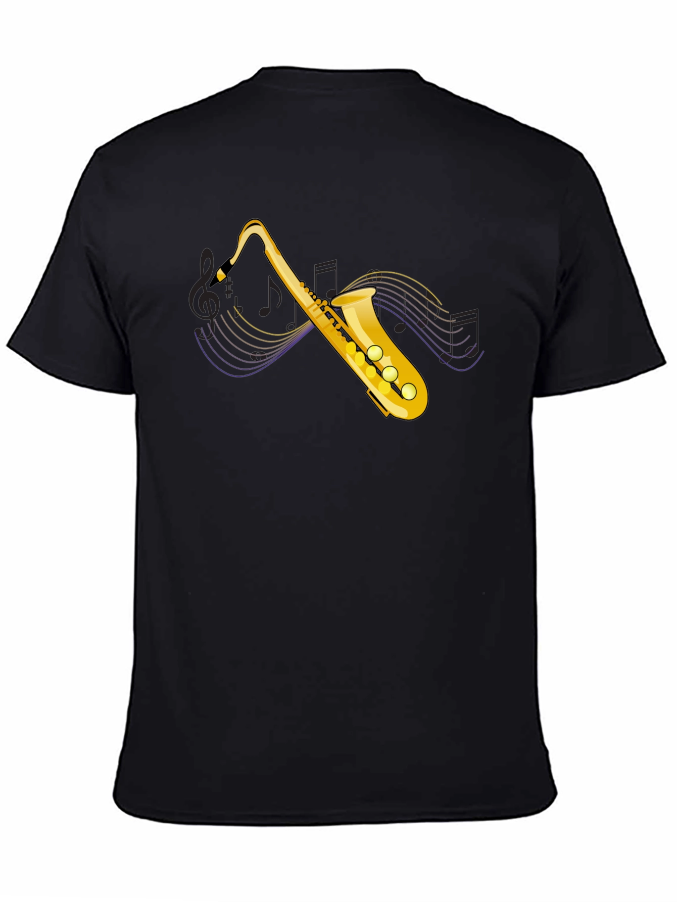 Saxophone Graphic Tee - Black Cotton T-Shirt