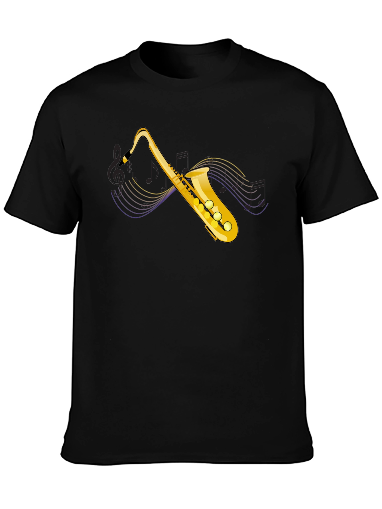 Saxophone Graphic Tee - Black Cotton T-Shirt