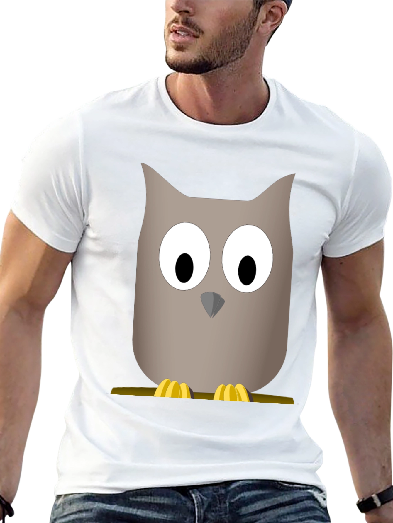 Cartoon Owl Graphic Tee - Mens Black T-Shirt