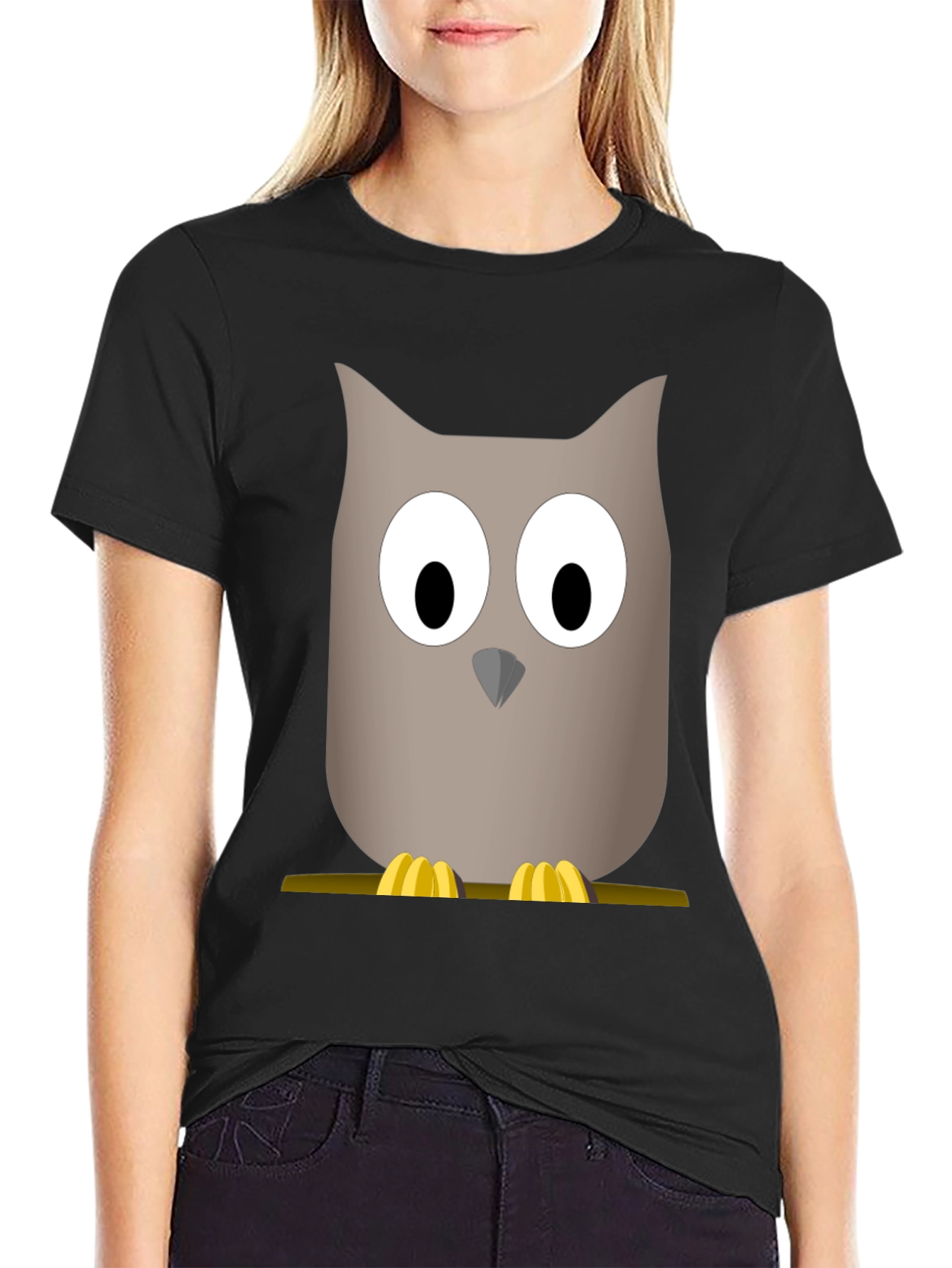 Cartoon Owl Graphic Tee - Mens Black T-Shirt