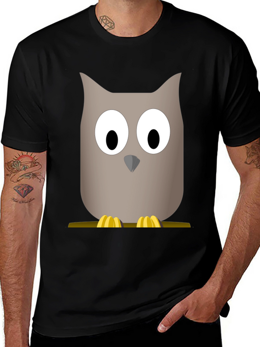 Cartoon Owl Graphic Tee - Mens Black T-Shirt