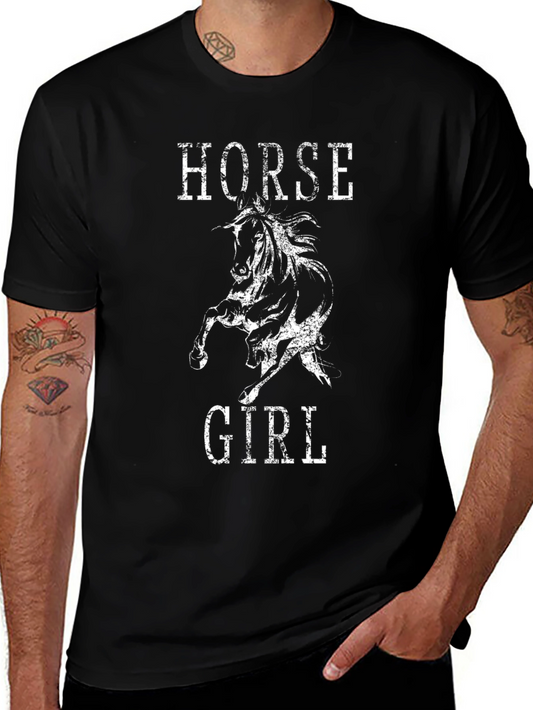 Horse Girl Graphic Tee - Black Cotton T-Shirt
