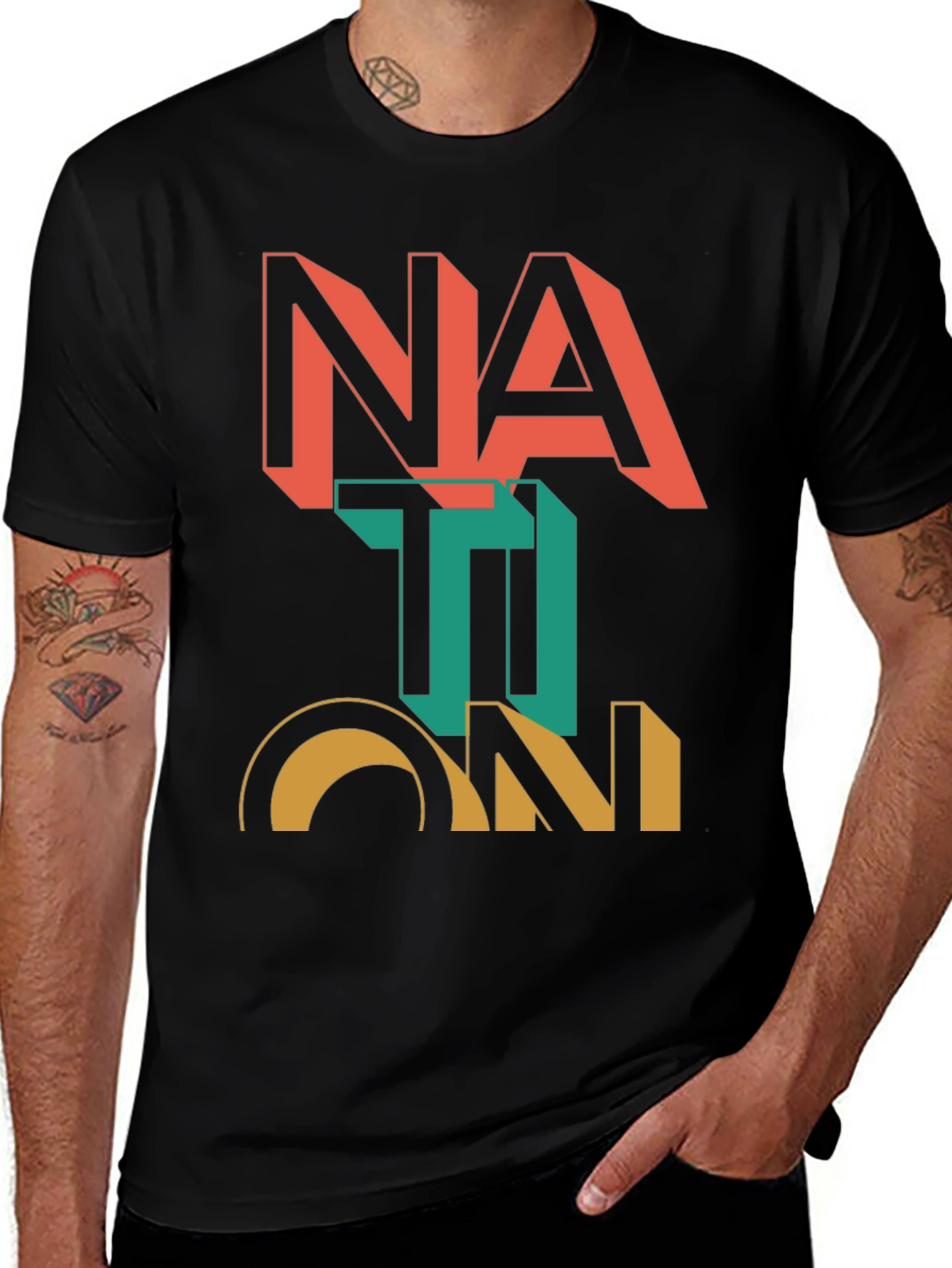 Nation Graphic Print Black T-Shirt