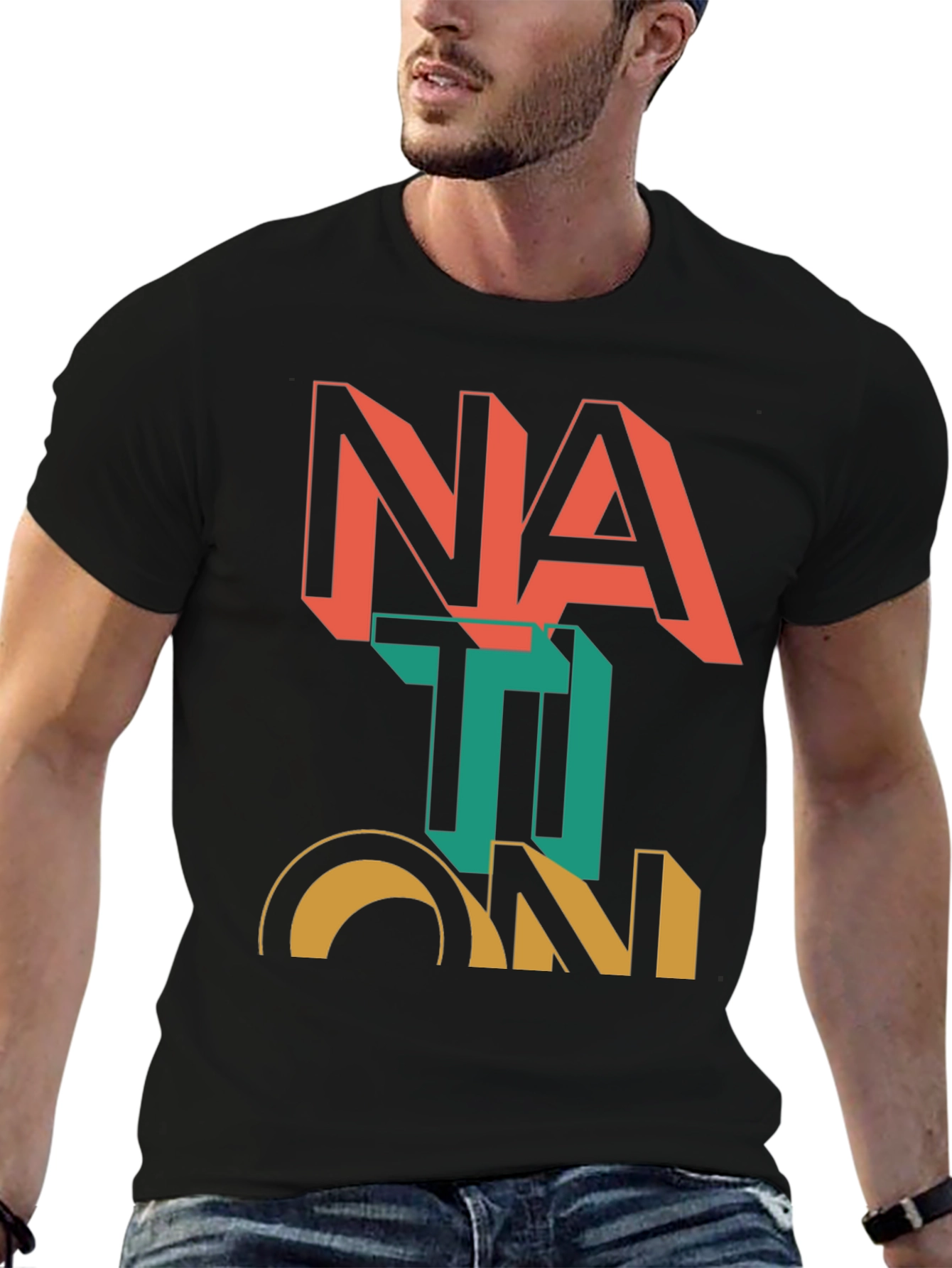 Nation Graphic Print Black T-Shirt