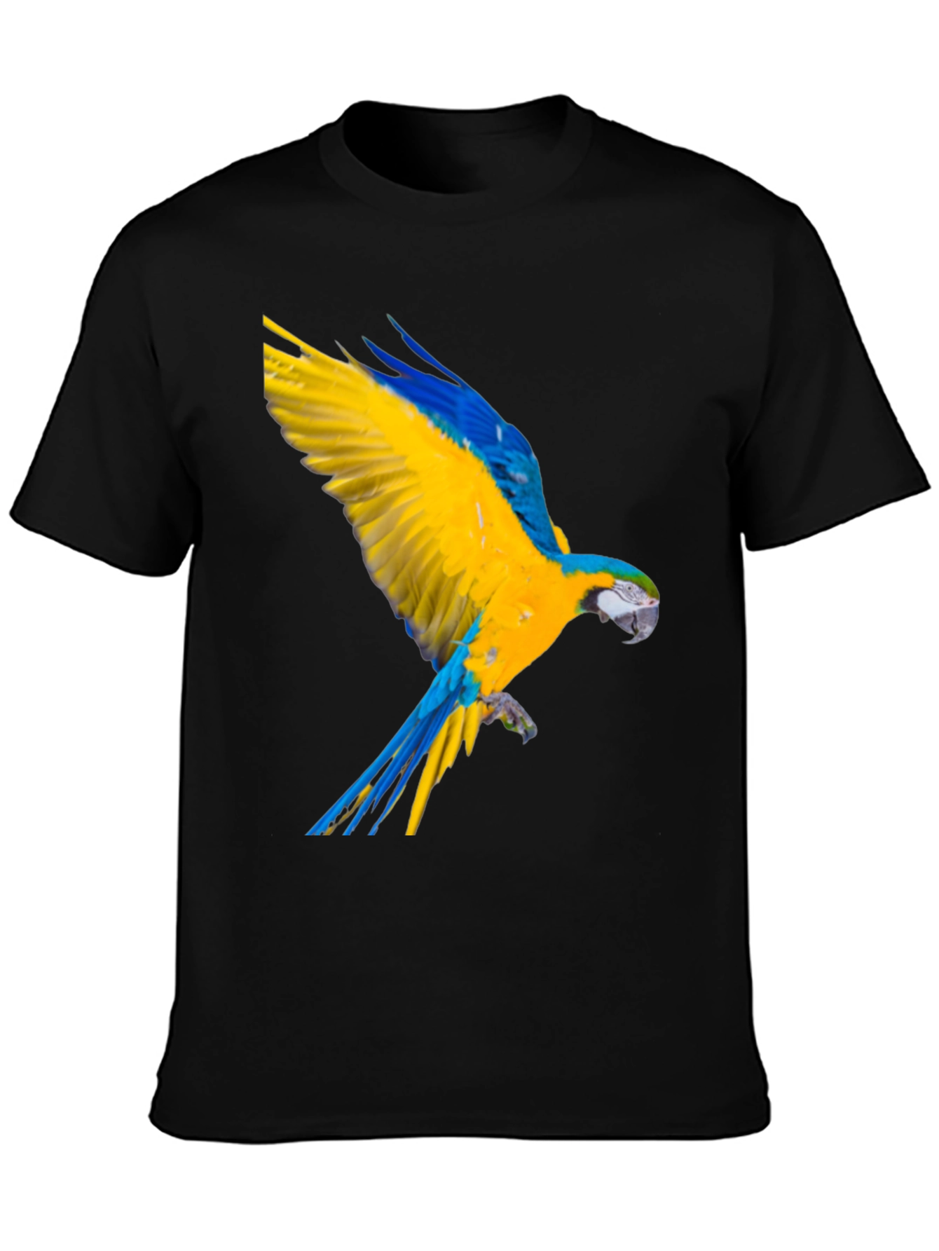 Macaw Parrot Graphic Black T-Shirt