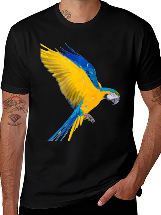Macaw Parrot Graphic Black T-Shirt