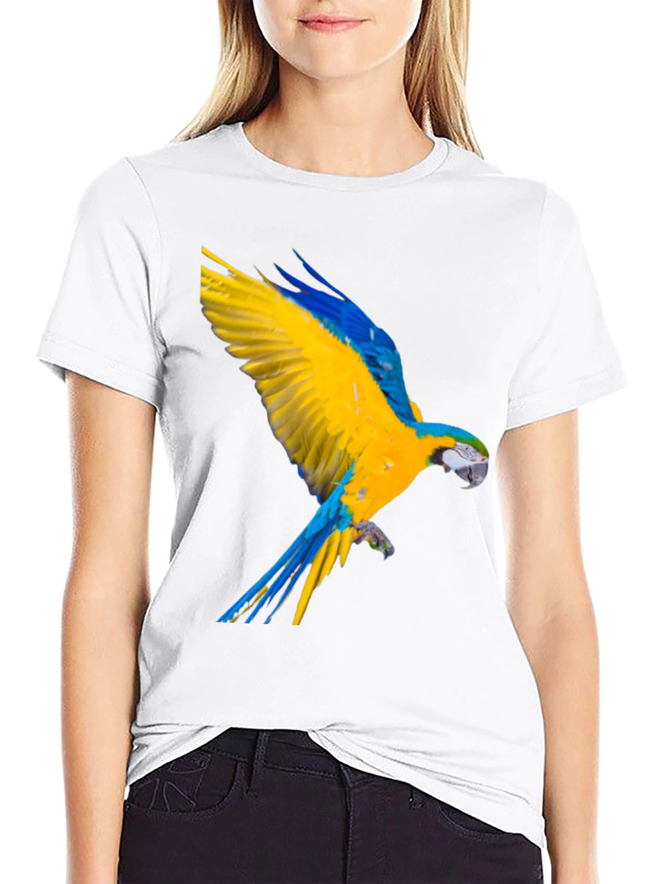 Macaw Parrot Graphic Black T-Shirt