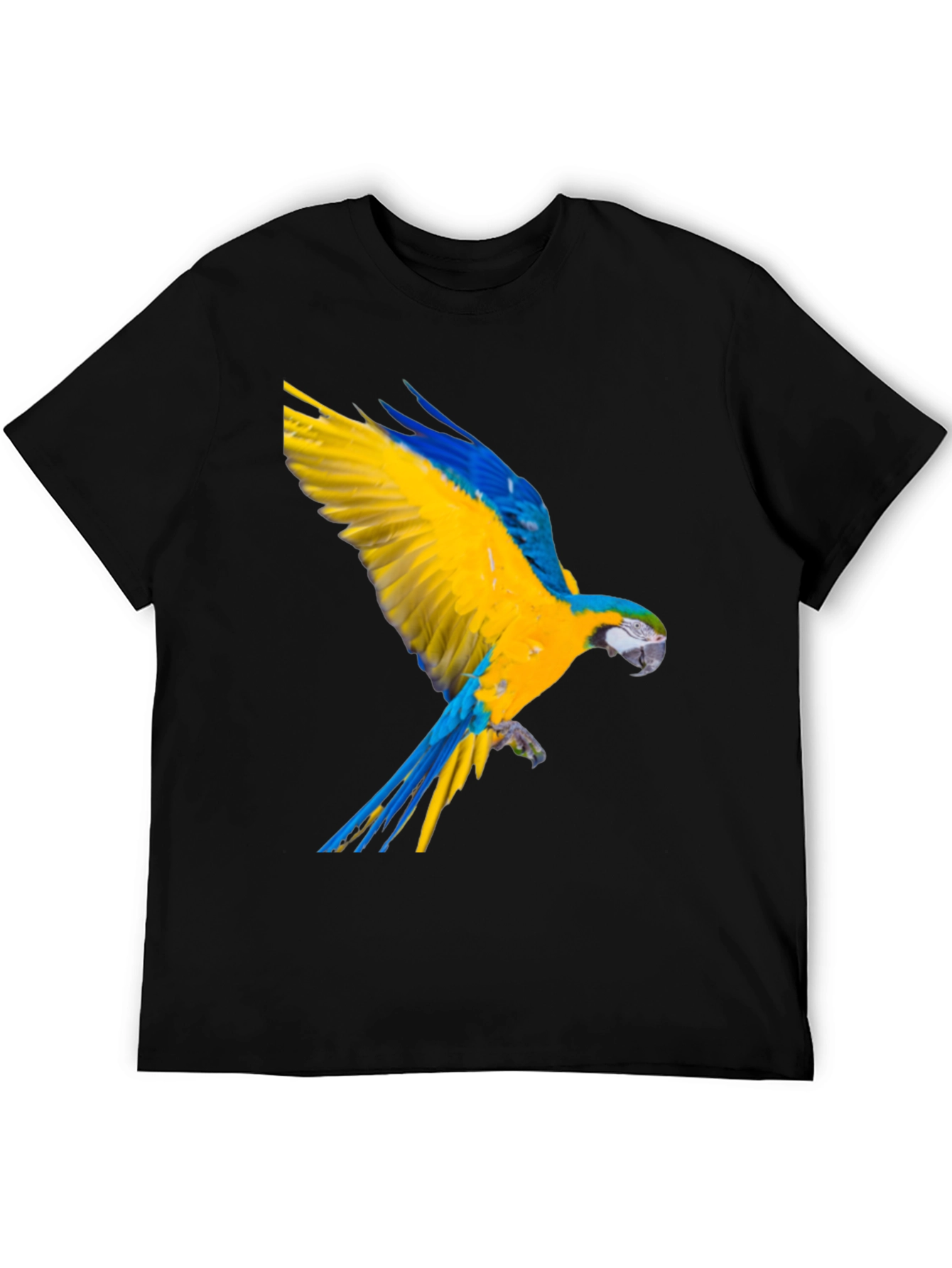 Macaw Parrot Graphic Black T-Shirt