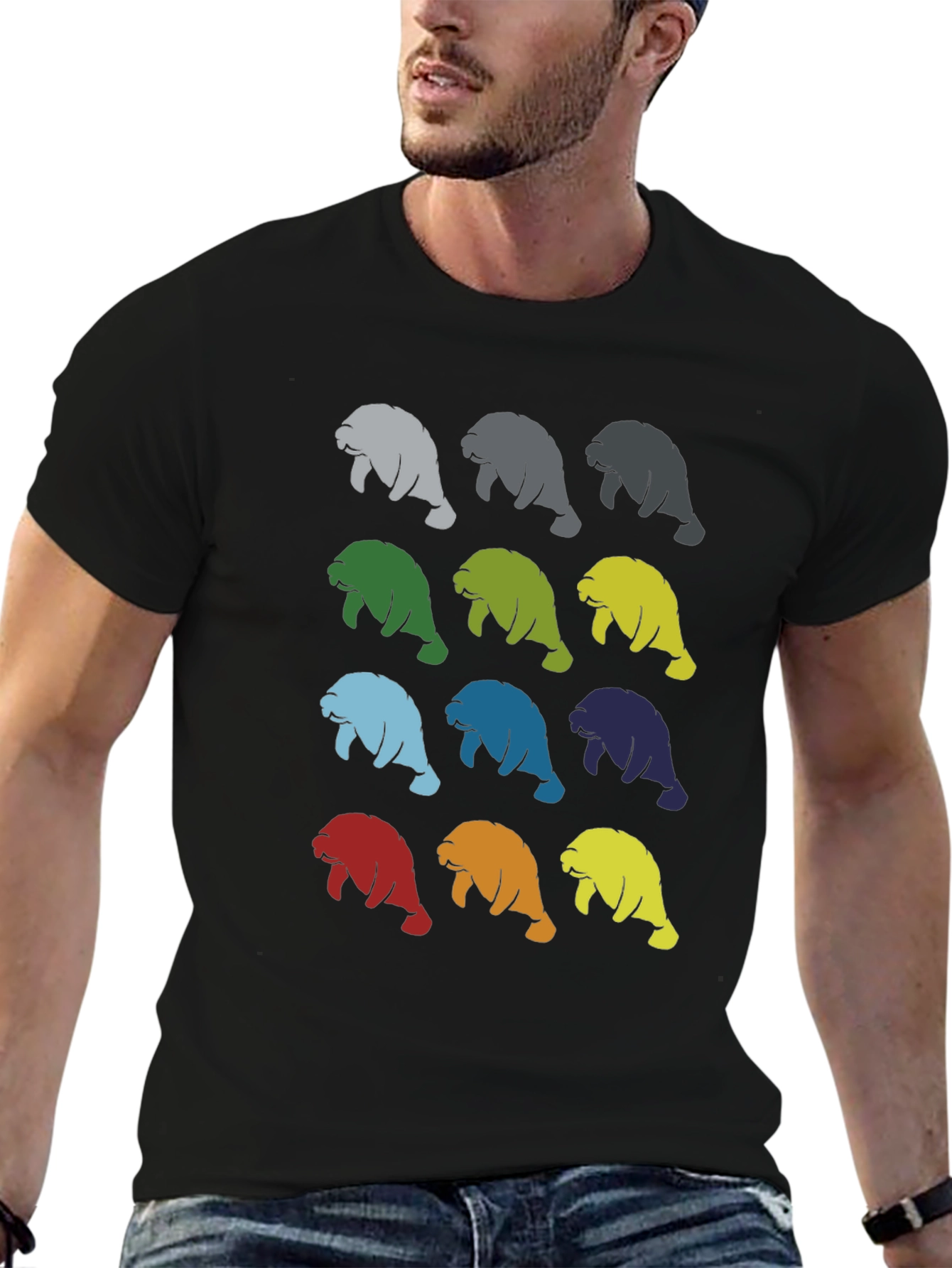 Colorful Manatee Pattern T-Shirt
