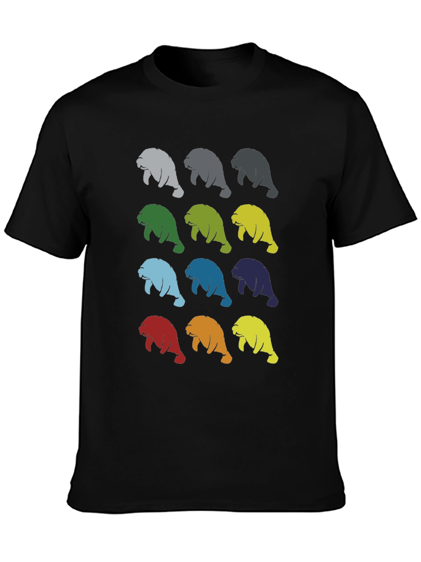 Colorful Manatee Pattern T-Shirt