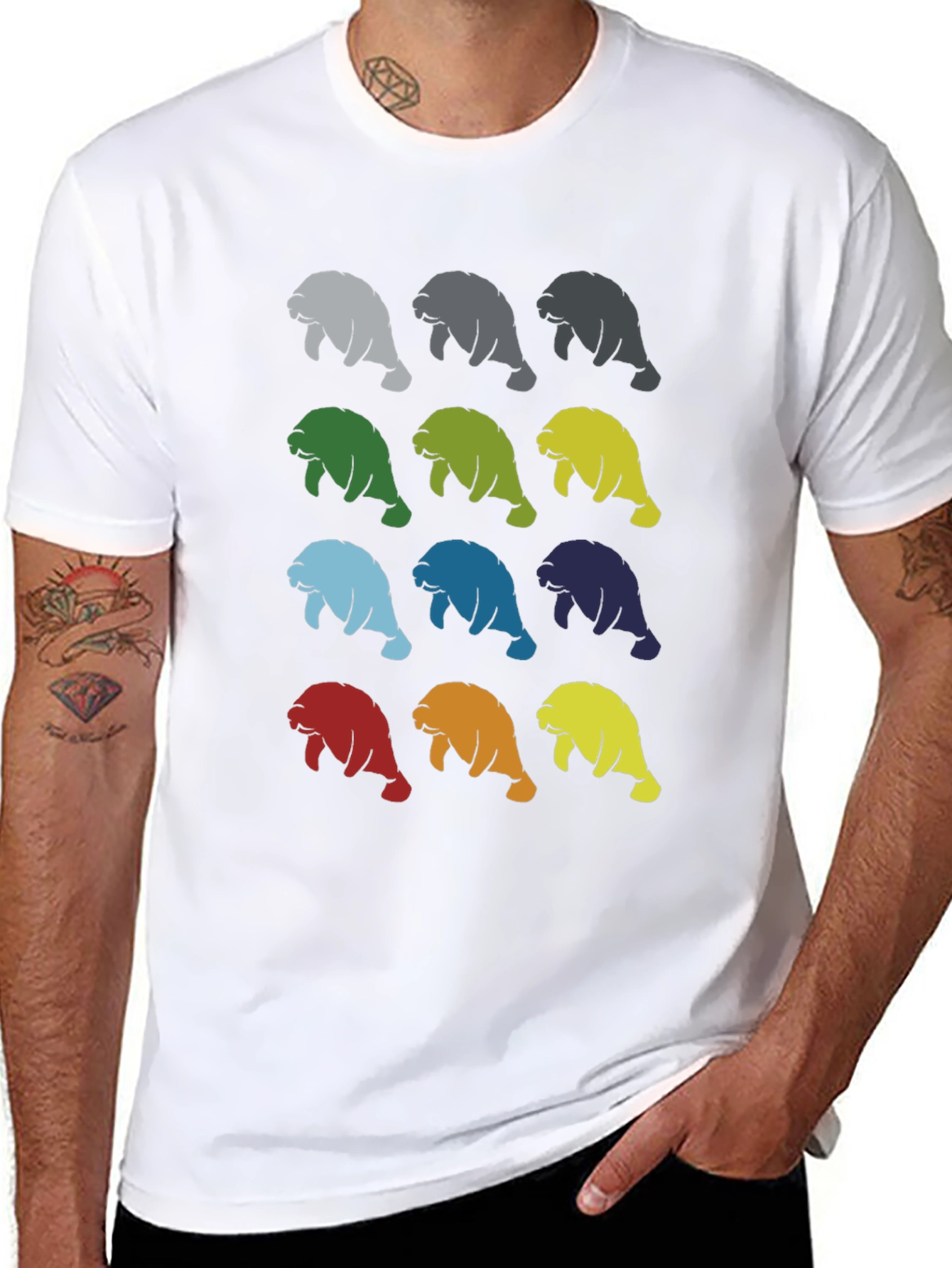 Colorful Manatee Pattern T-Shirt