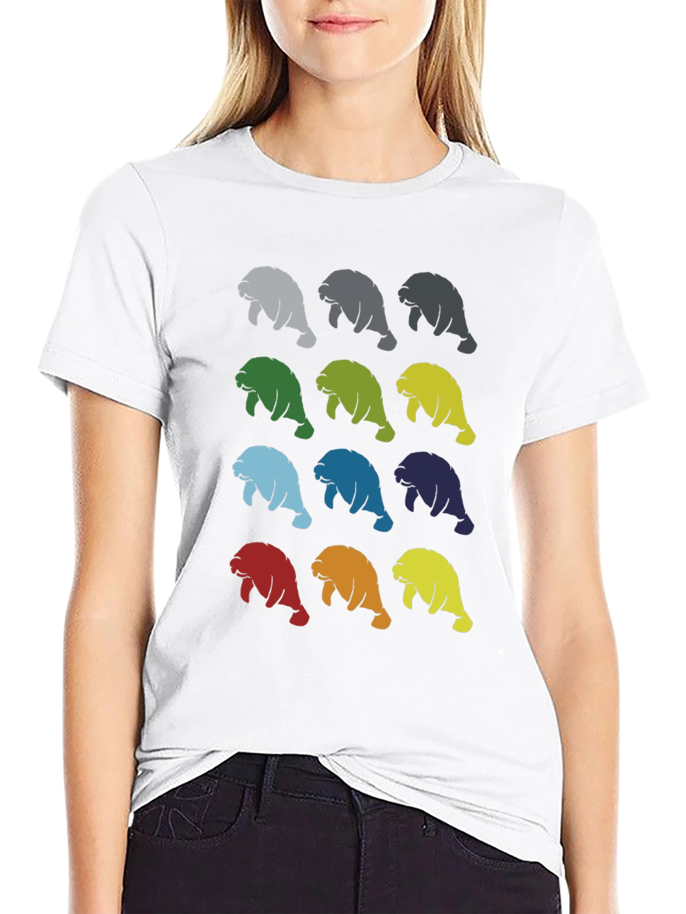 Colorful Manatee Pattern T-Shirt