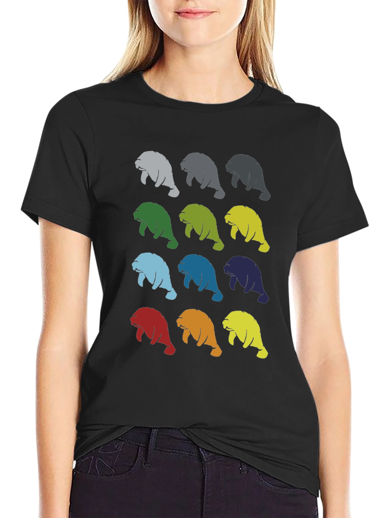 Colorful Manatee Pattern T-Shirt