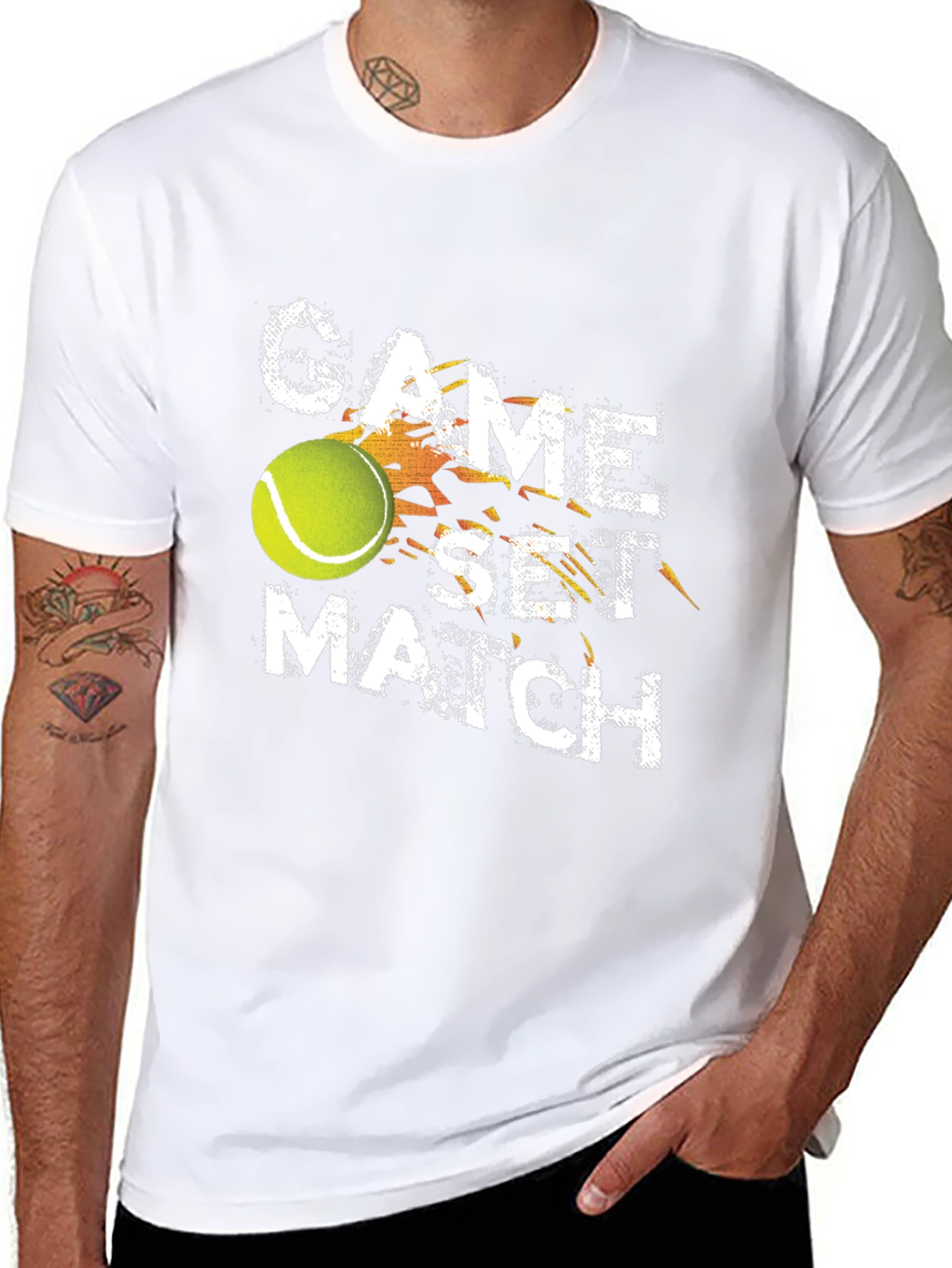 Game Set Match Tennis Graphic T-Shirt - Black