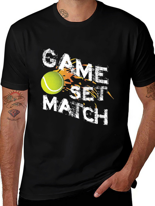 Game Set Match Tennis Graphic T-Shirt - Black