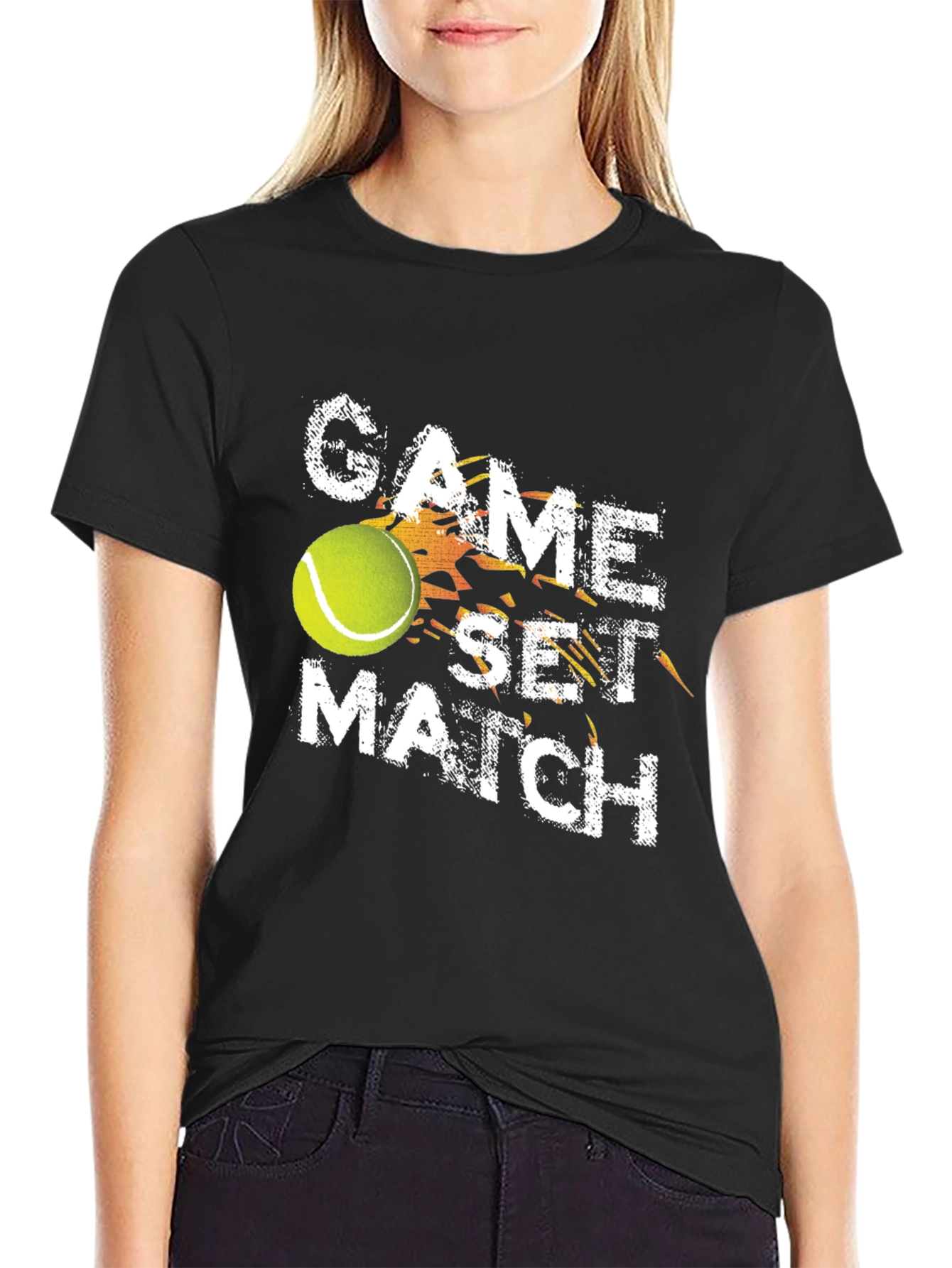 Game Set Match Tennis Graphic T-Shirt - Black