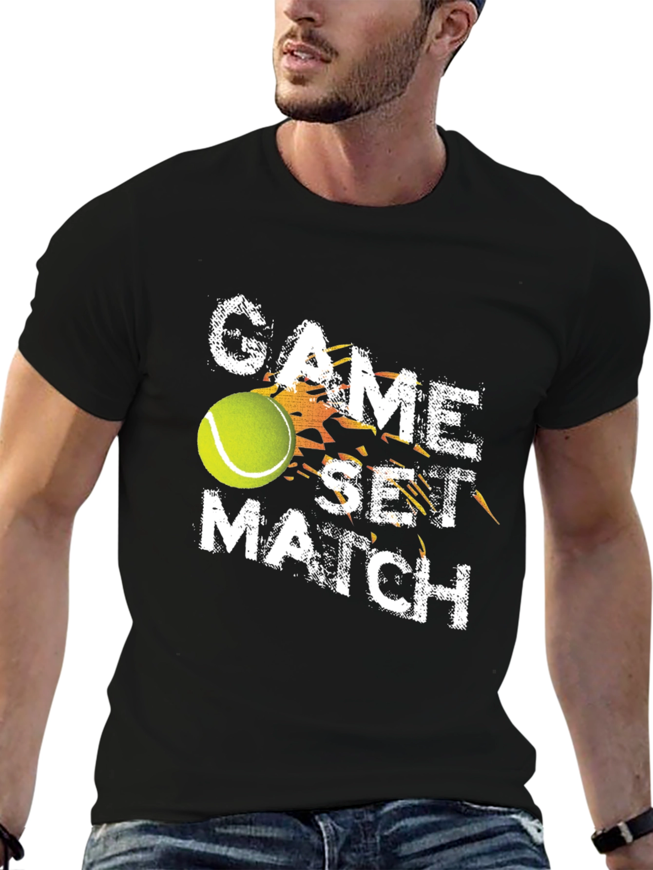 Game Set Match Tennis Graphic T-Shirt - Black