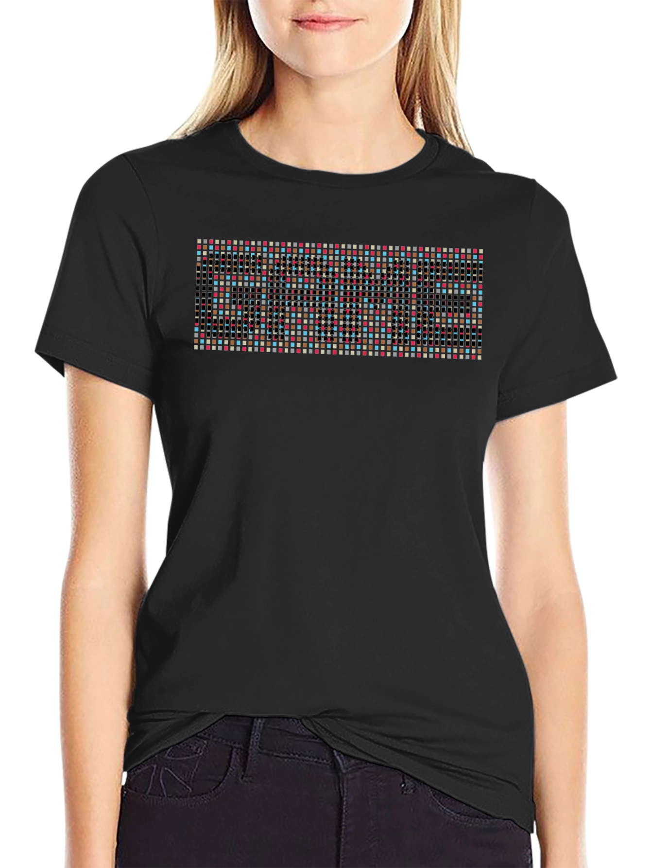 Pixelated Word Art Black T-Shirt