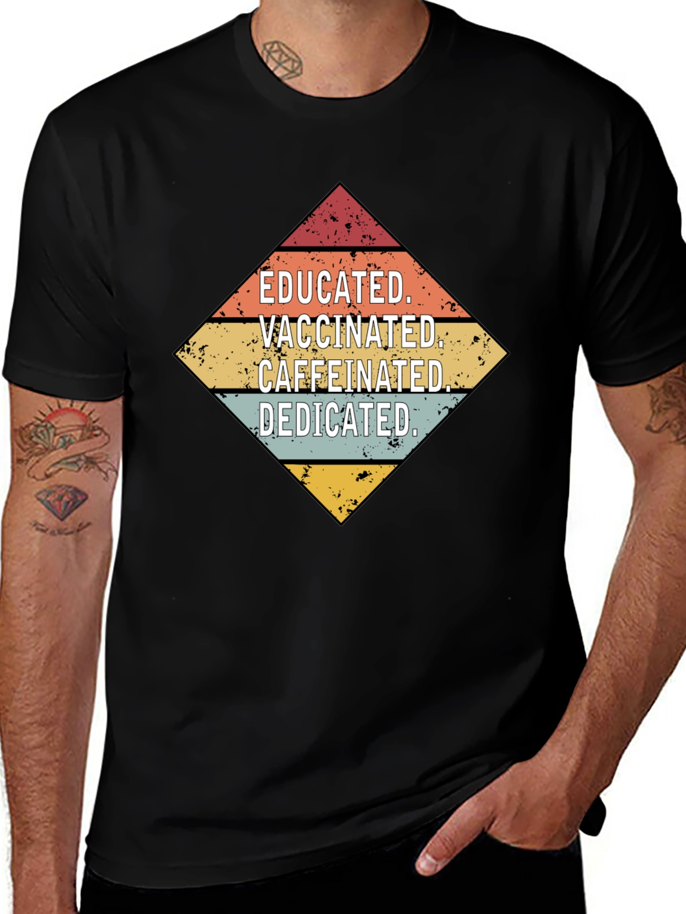 Educated Vaccinated Caffeinated Dedicated Graphic Tee