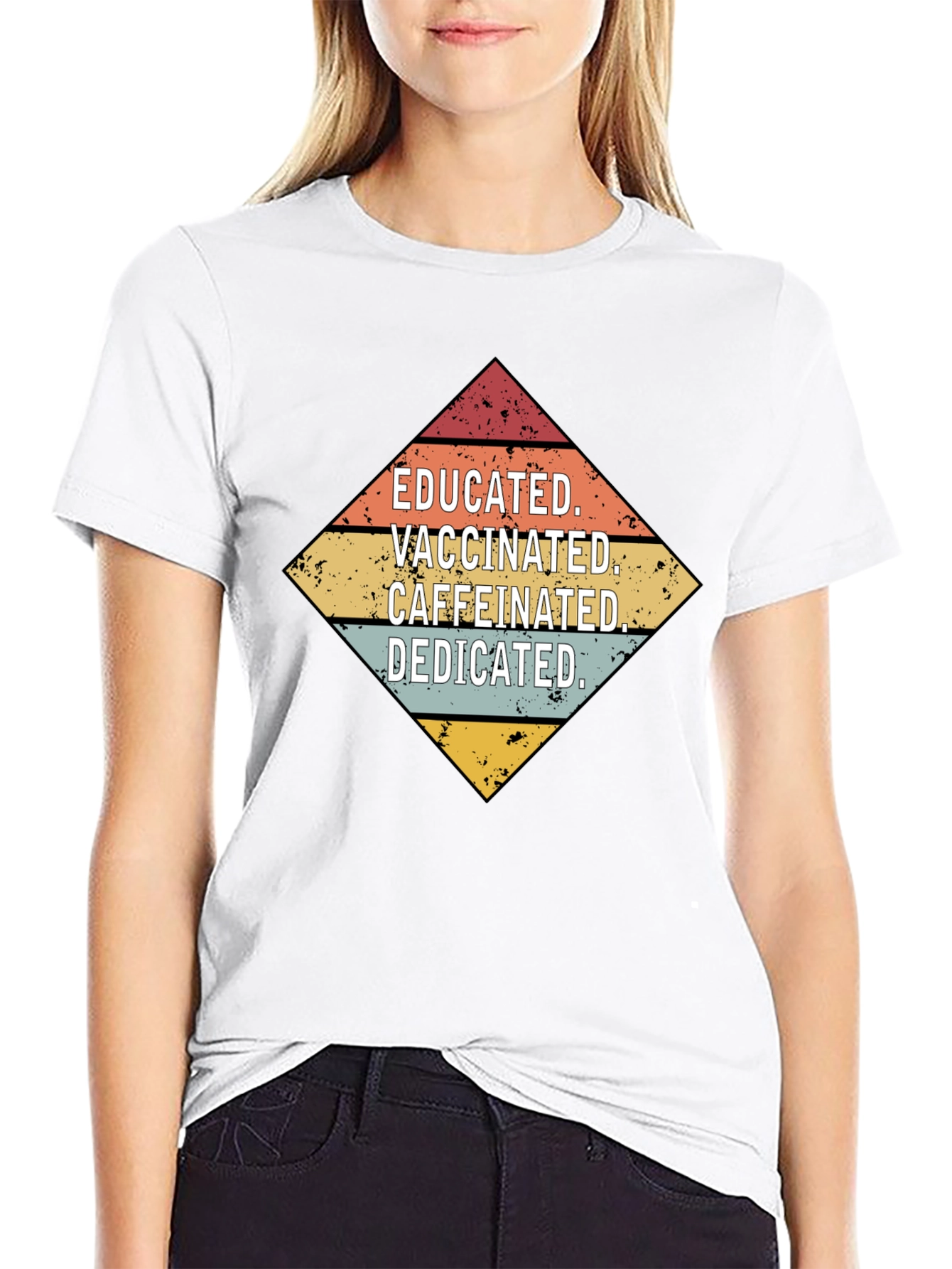 Educated Vaccinated Caffeinated Dedicated Graphic Tee