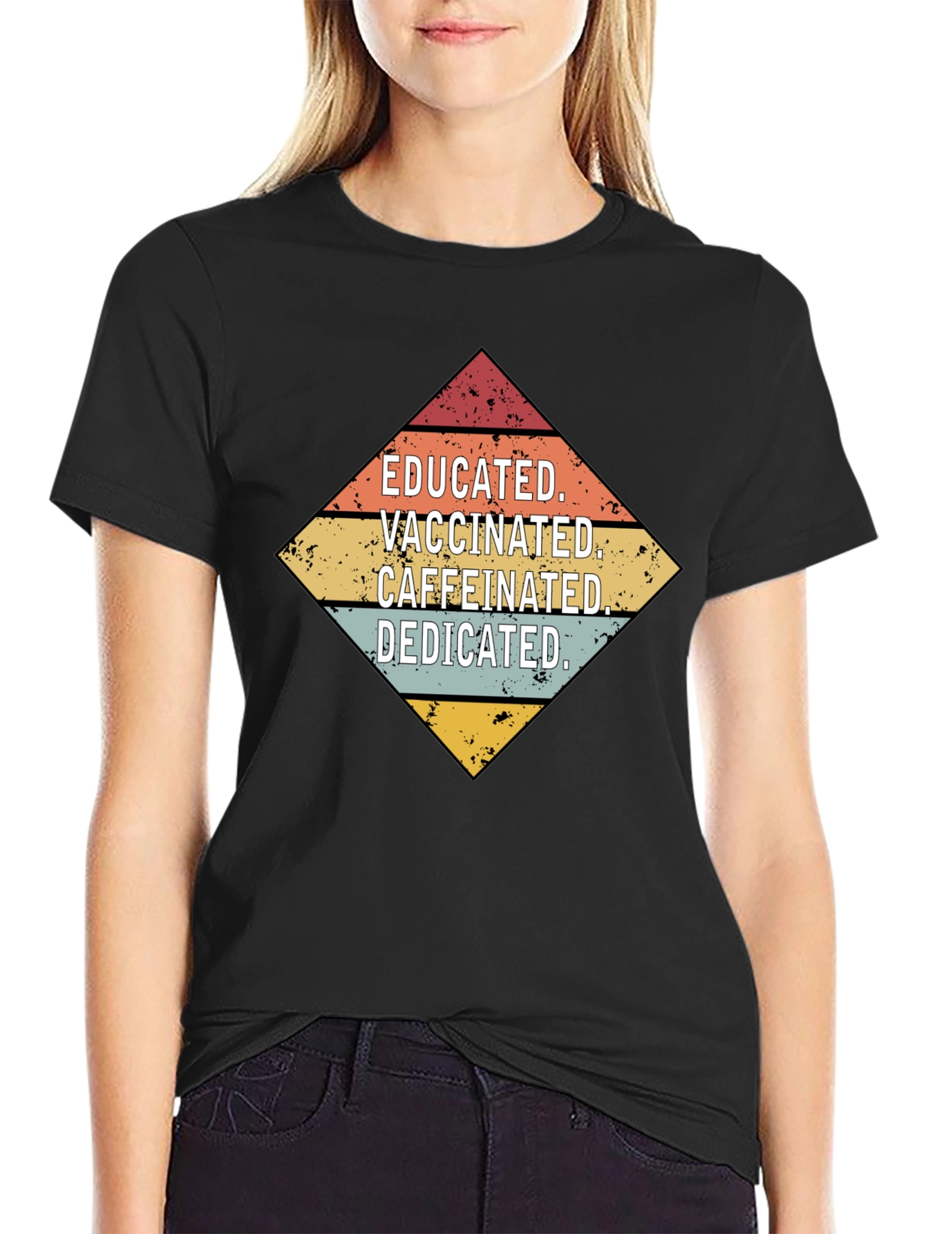 Educated Vaccinated Caffeinated Dedicated Graphic Tee