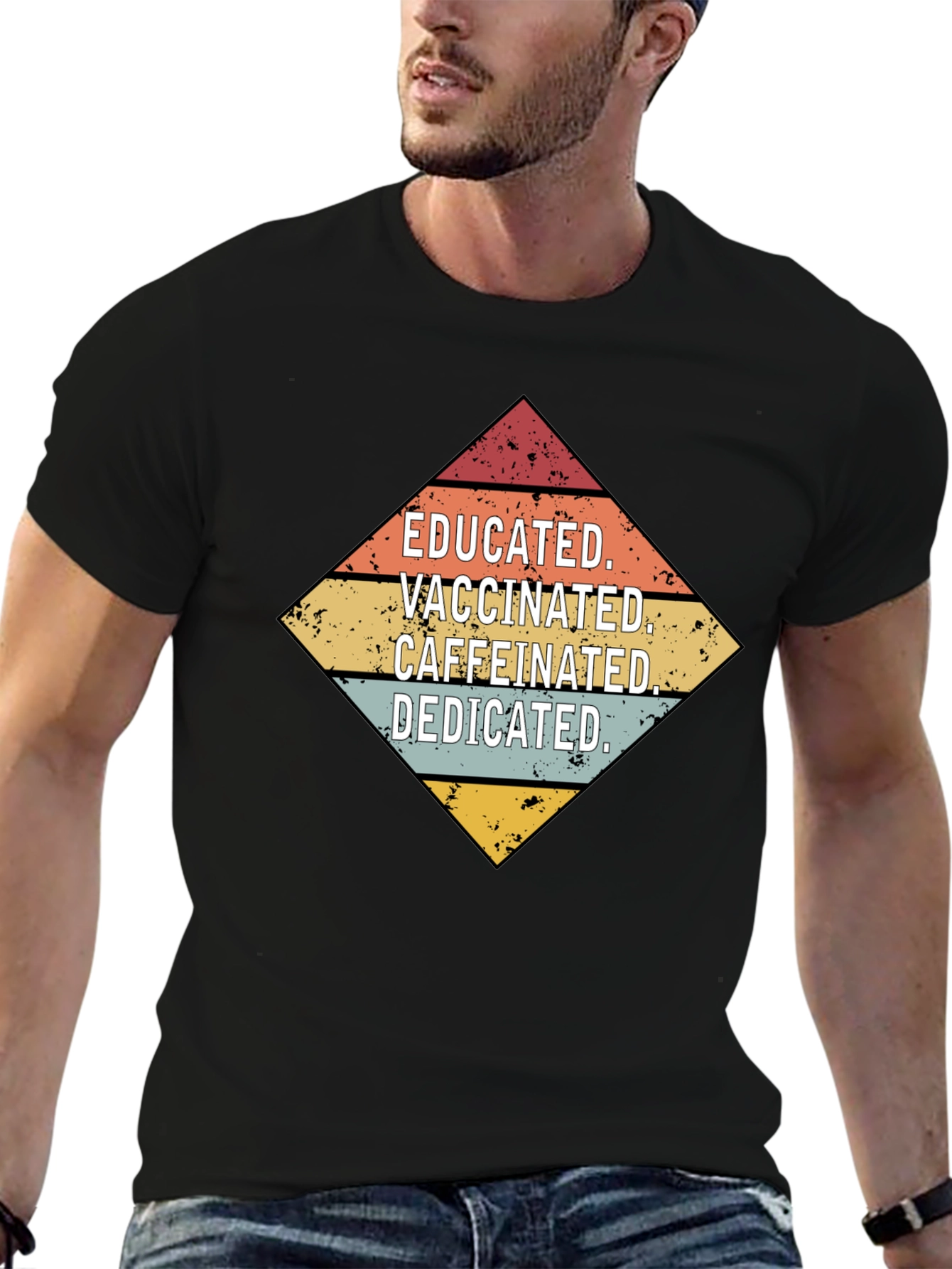 Educated Vaccinated Caffeinated Dedicated Graphic Tee
